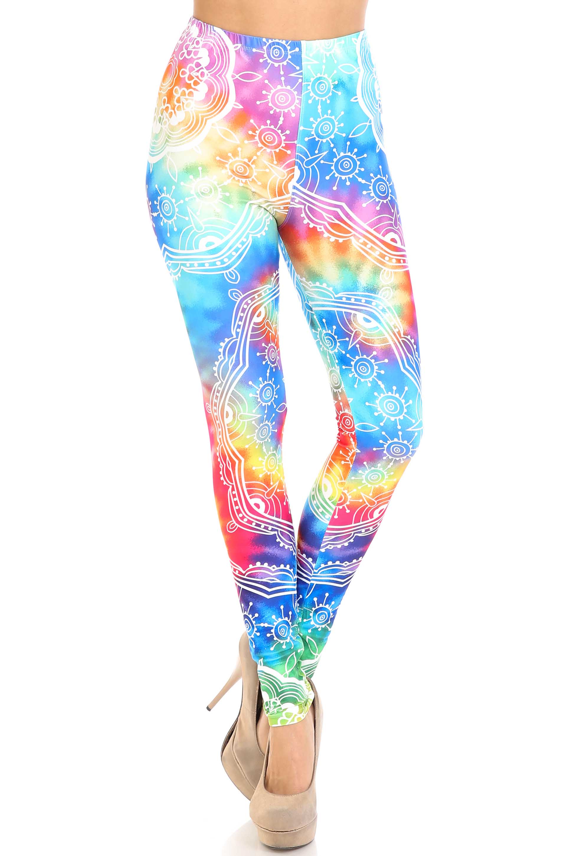 Creamy Soft California Tie Dye Leggings - By USA Fashion (One Size Regular,Multi Color Bold)