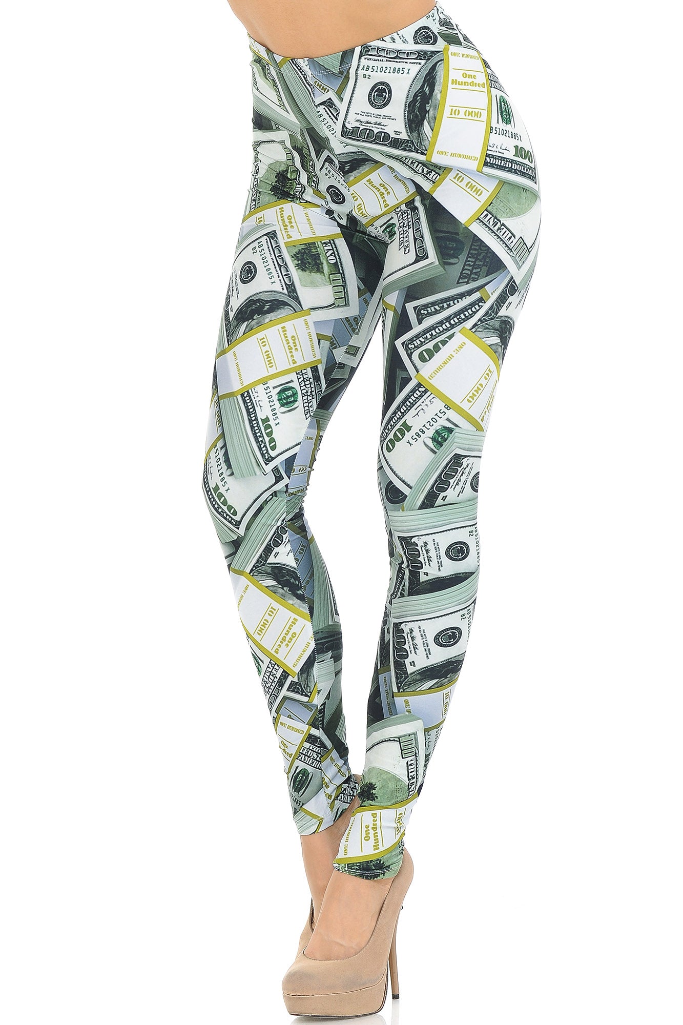 Creamy Soft Cash Money Leggings - USA Fashion (One Size Regular,Green)