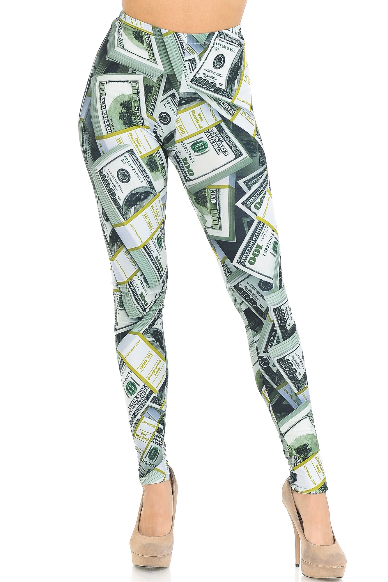 Creamy Soft Cash Money Leggings - USA Fashion (One Size Regular,Green)