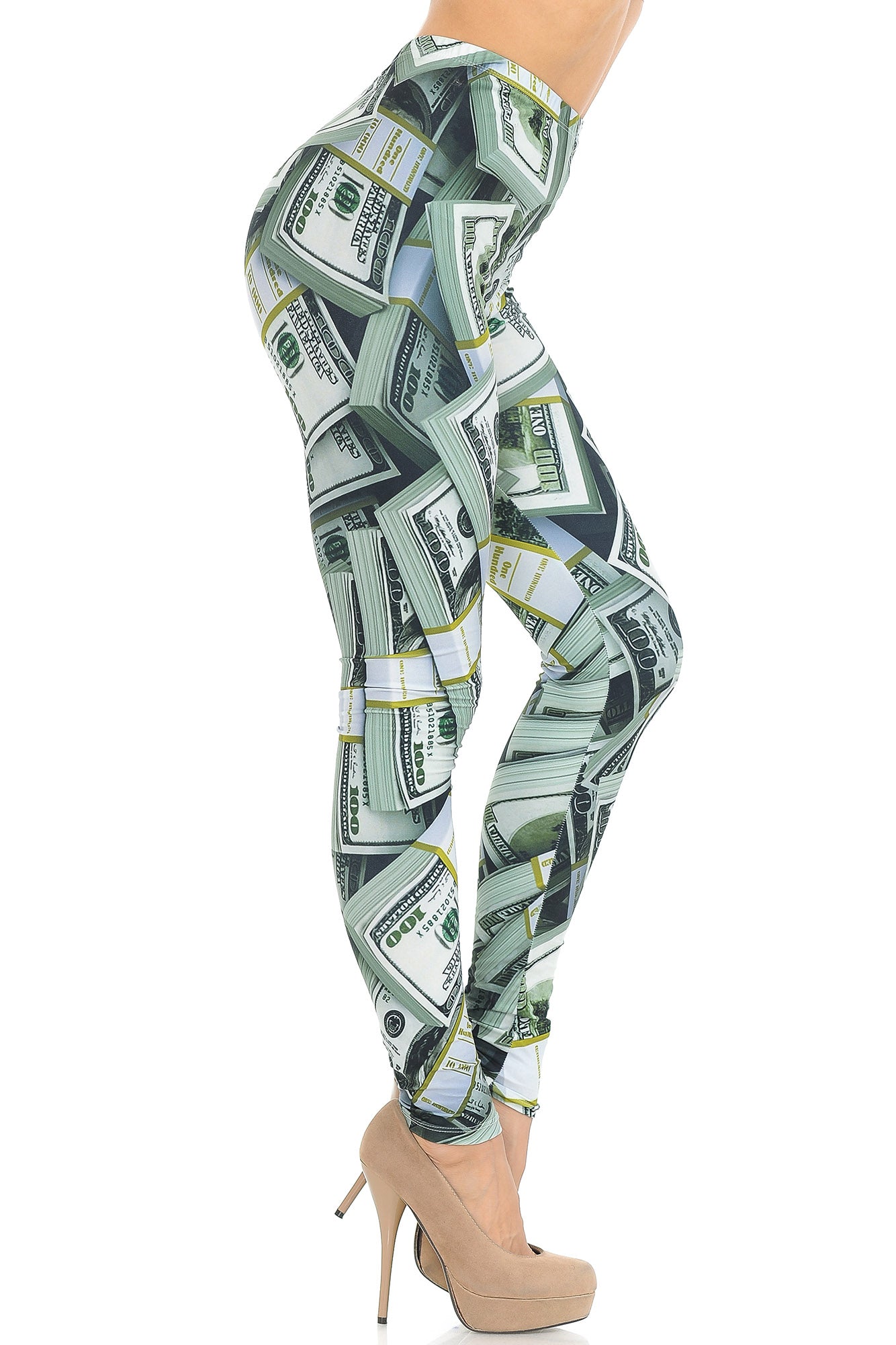 Creamy Soft Cash Money Leggings - USA Fashion (One Size Regular,Green)