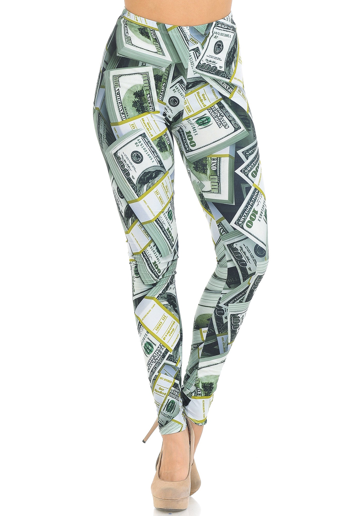 Creamy Soft Cash Money Leggings - USA Fashion (One Size Regular,Green)