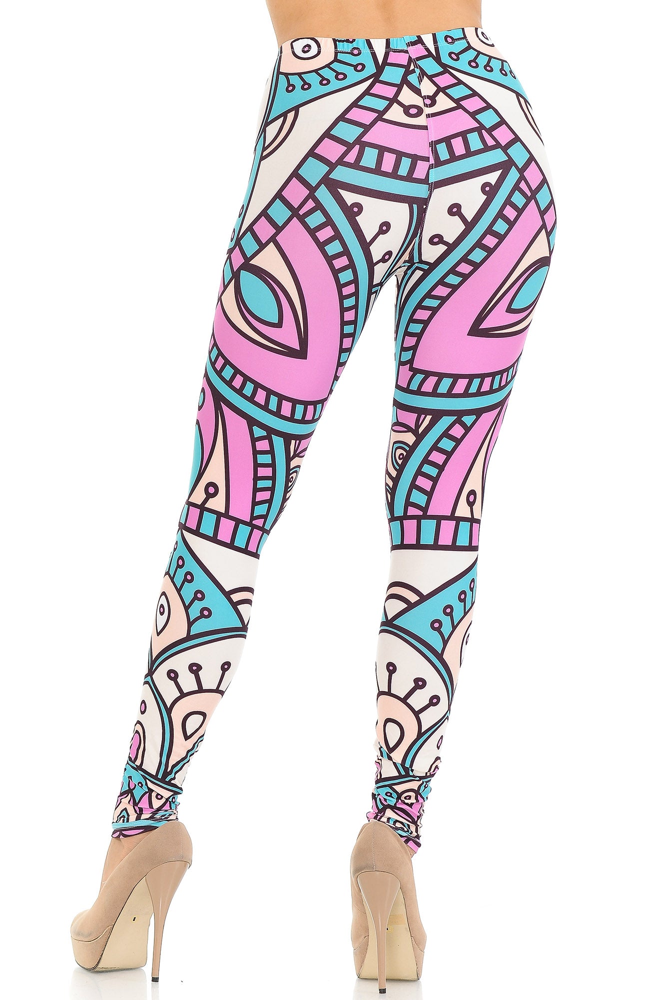 Creamy Soft Cute Mandala Leggings - USA Fashion (One Size Regular,Multi Color Pastel)