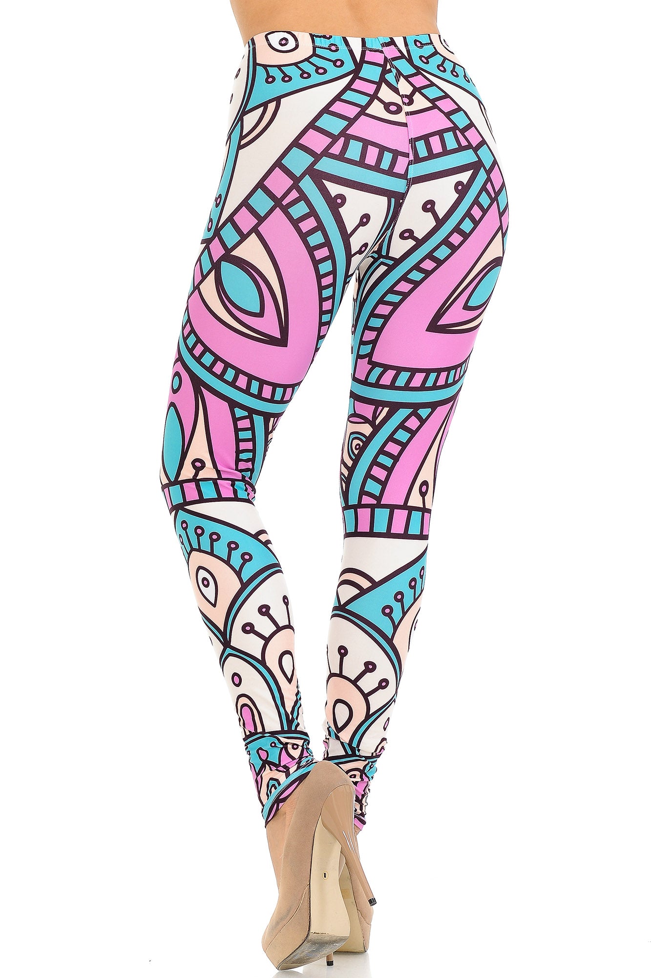 Creamy Soft Cute Mandala Leggings - USA Fashion (One Size Regular,Multi Color Pastel)