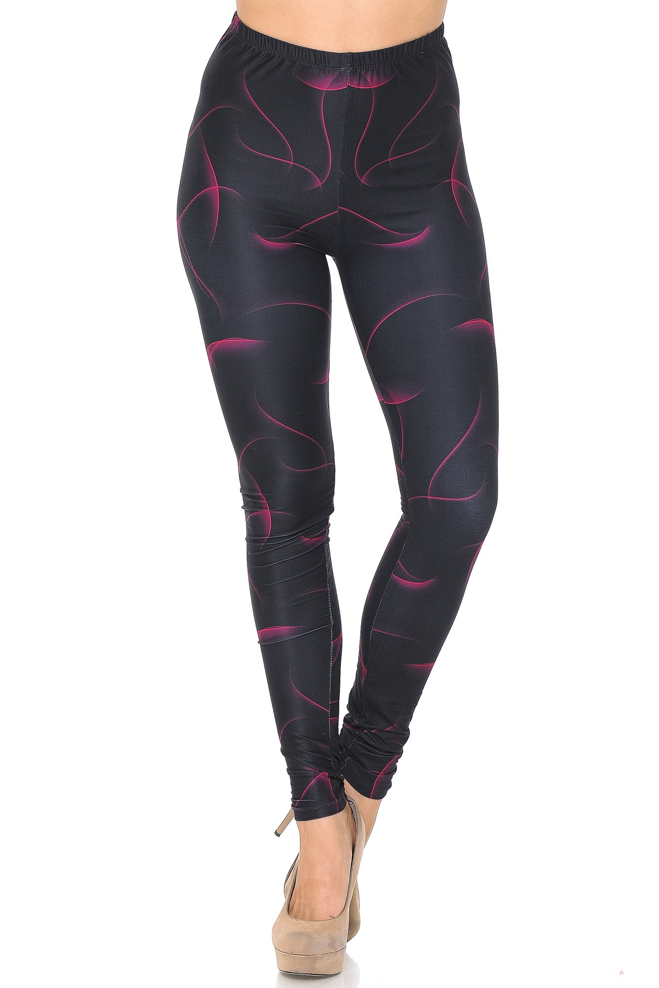 Creamy Soft Fuchsia Mist Leggings - USA Fashion (One Size Regular,Black)
