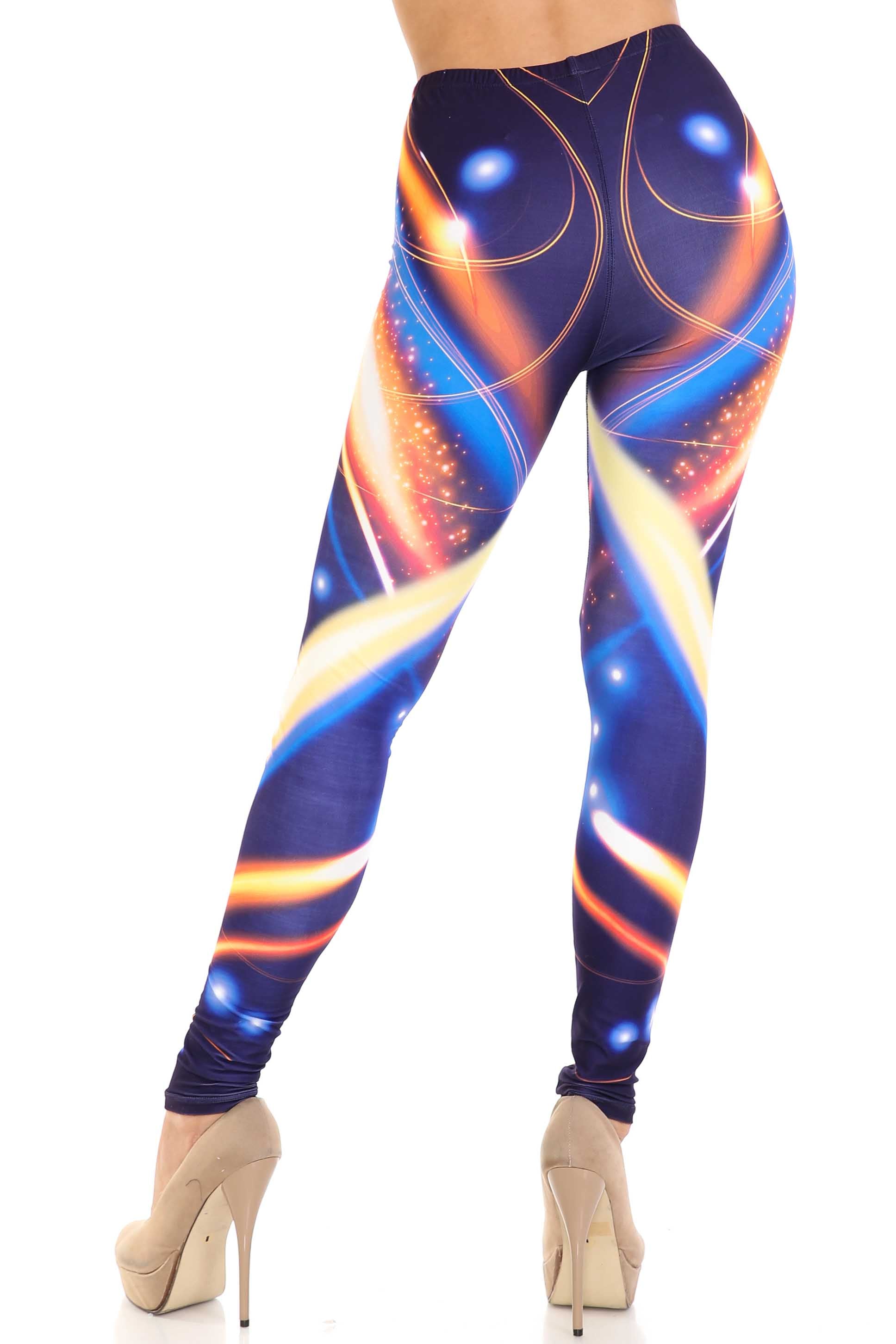 Creamy Soft Psychedelic Contour Leggings - By USA Fashion (One Size Regular,Multi Color Bold)