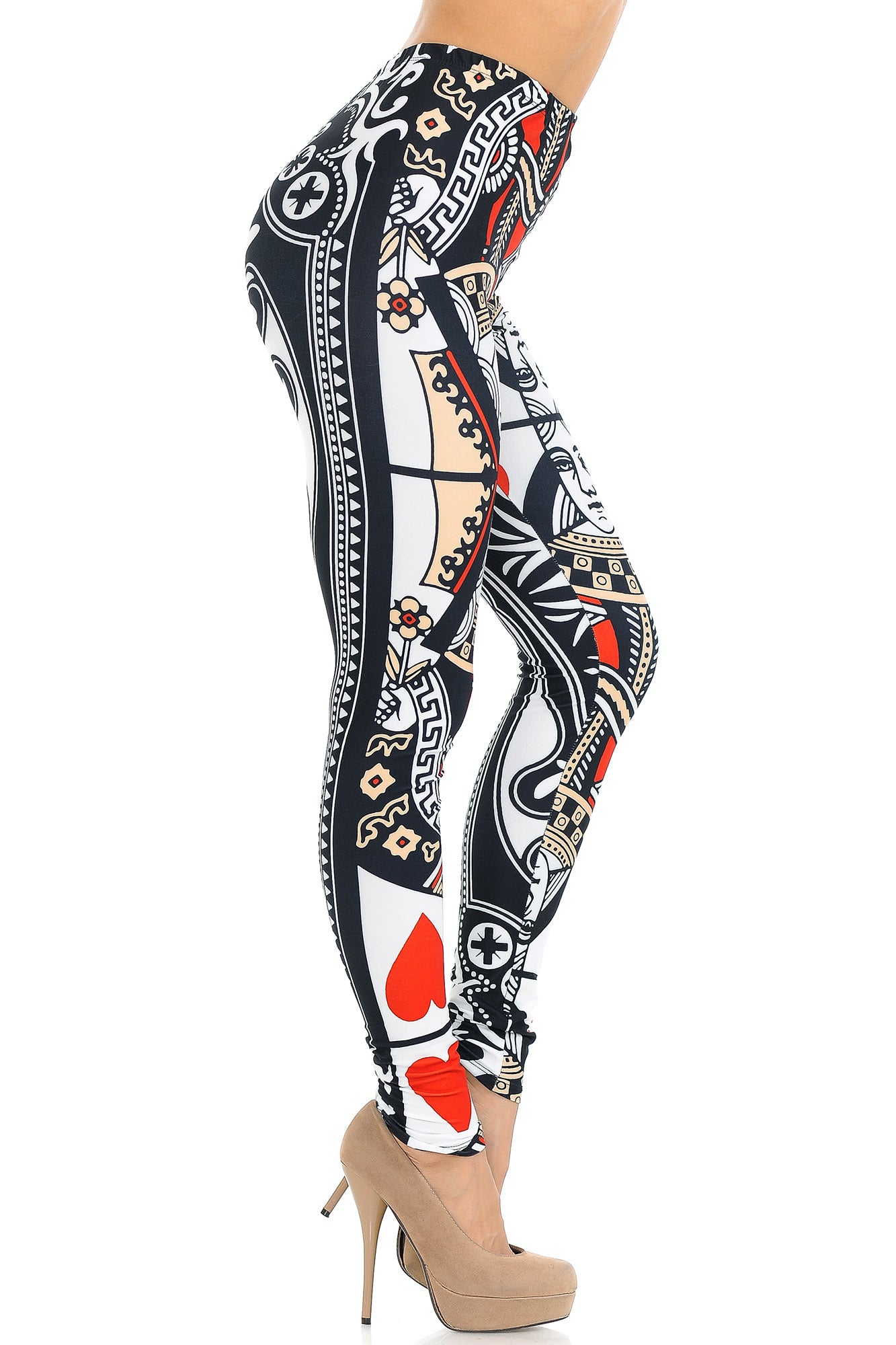 Creamy Soft Queen of Hearts Extra Small Leggings - USA Fashion (XSmall One Size,Multi Color Bold)