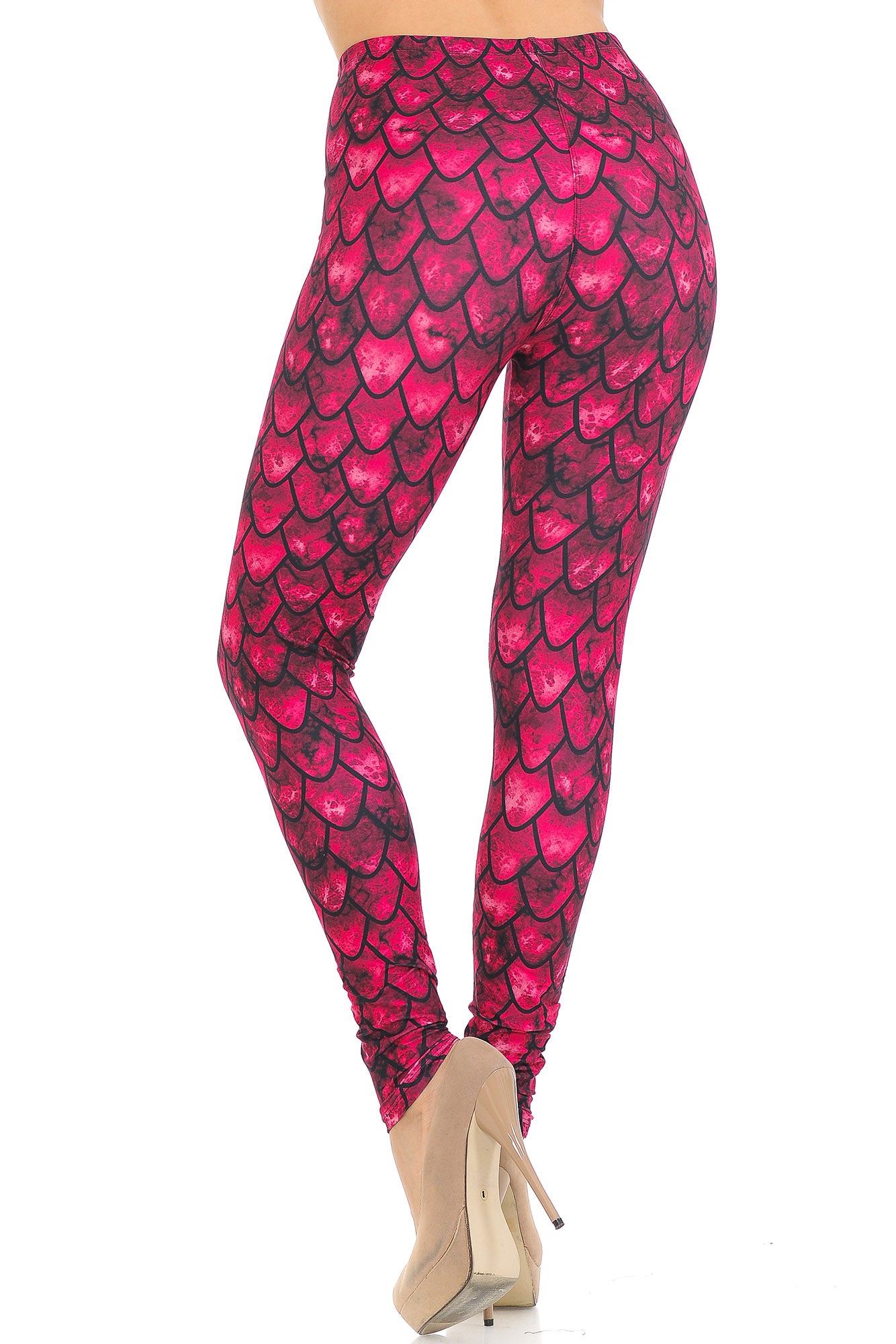 Creamy Soft Red Scale Leggings - USA Fashion (One Size Regular,Red)