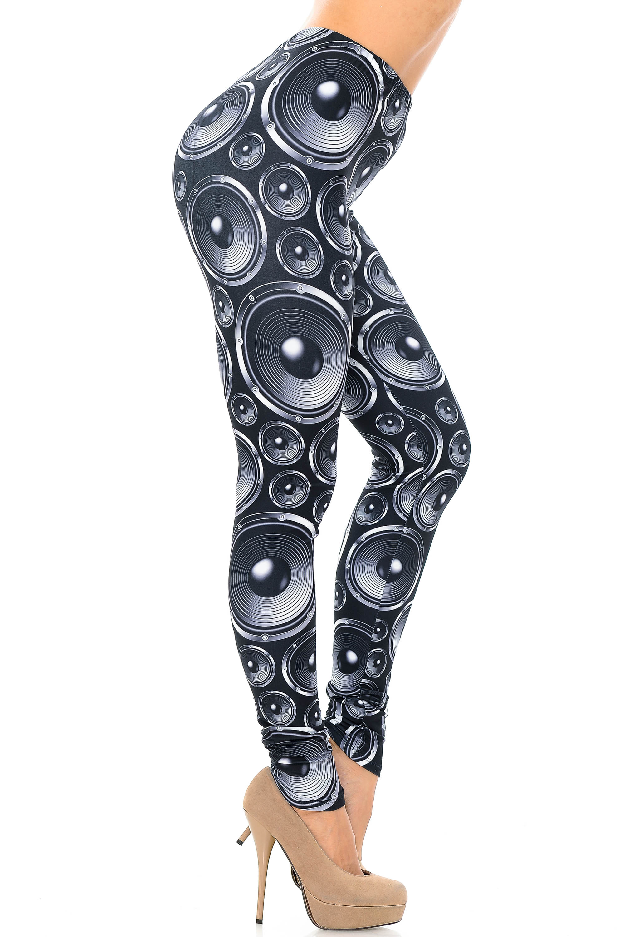 Creamy Soft Speaker Leggings | USA Fashion (One Size Regular,Black)