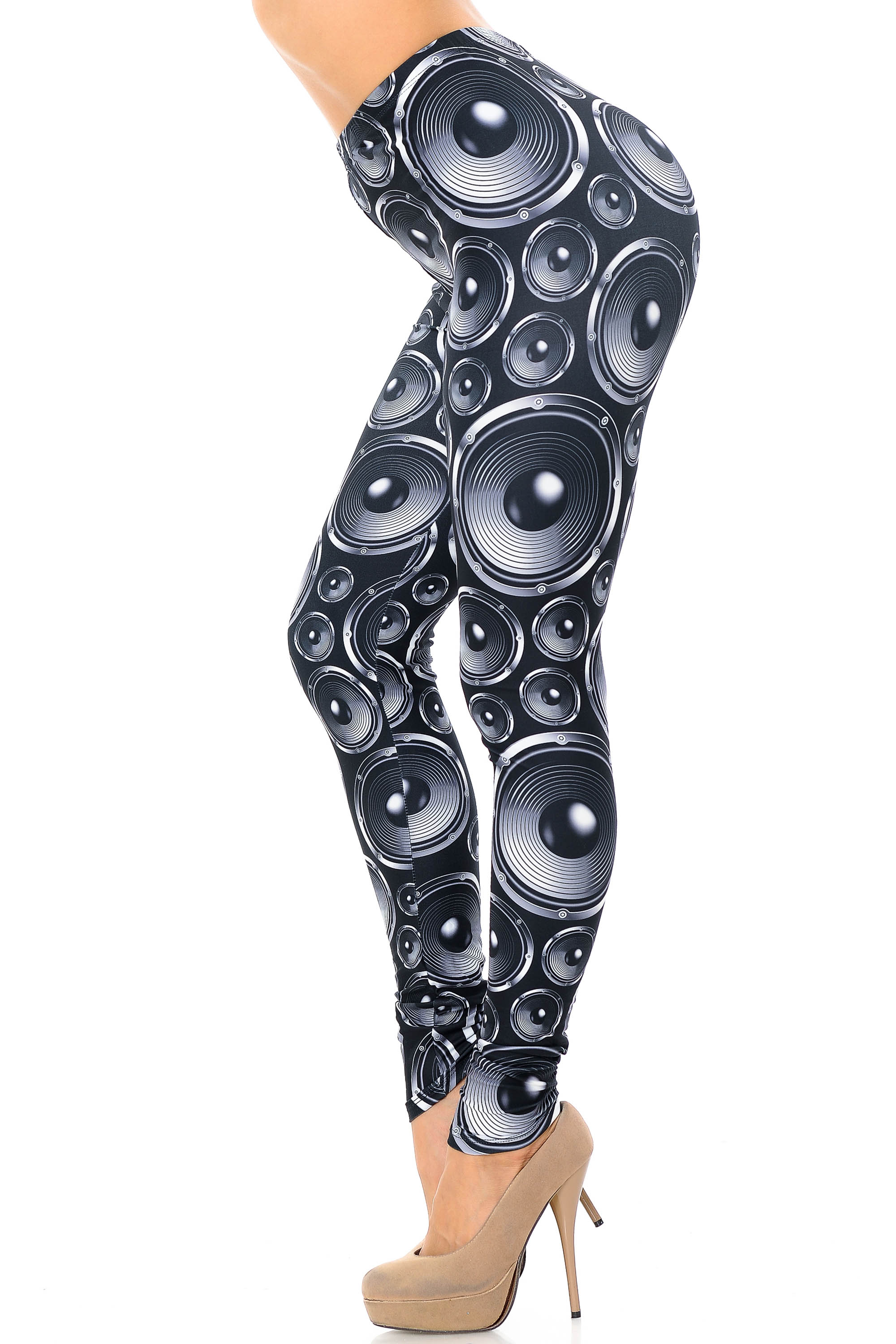 Creamy Soft Speaker Leggings | USA Fashion (One Size Regular,Black)