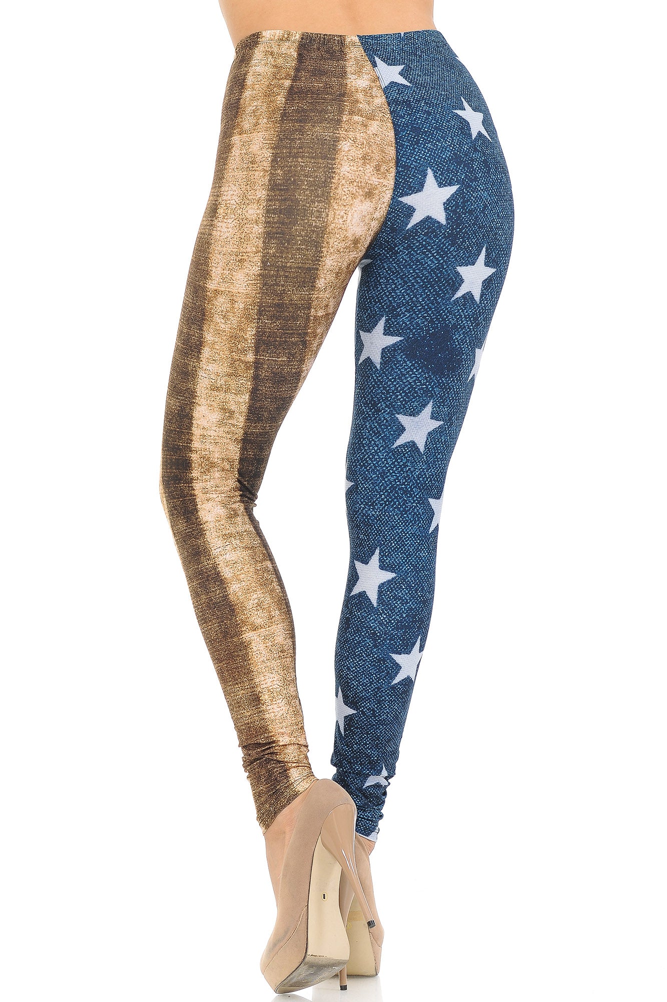 Creamy Soft Vintage USA Flag Leggings - USA Fashion (One Size Regular,Blue)