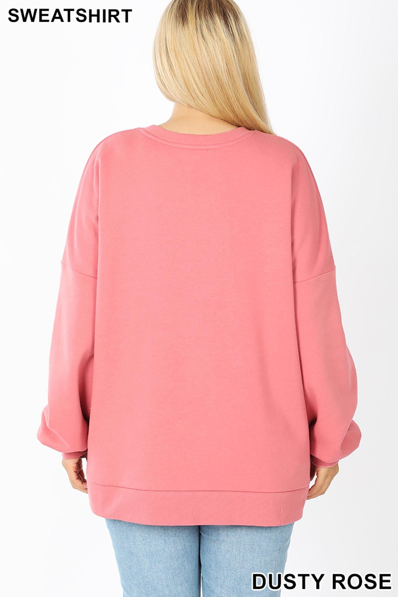 Round Neck Hi-Low Hem Plus Size Sweatshirt