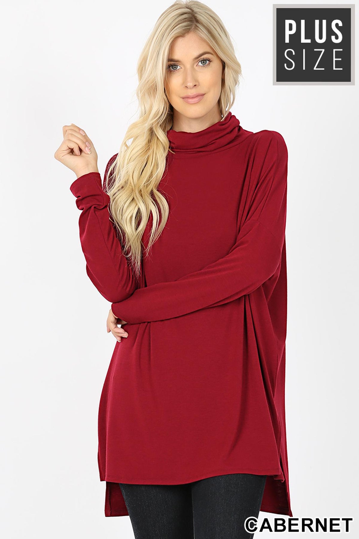 Rayon Cowl Neck Dolman Sleeve Plus Size Top