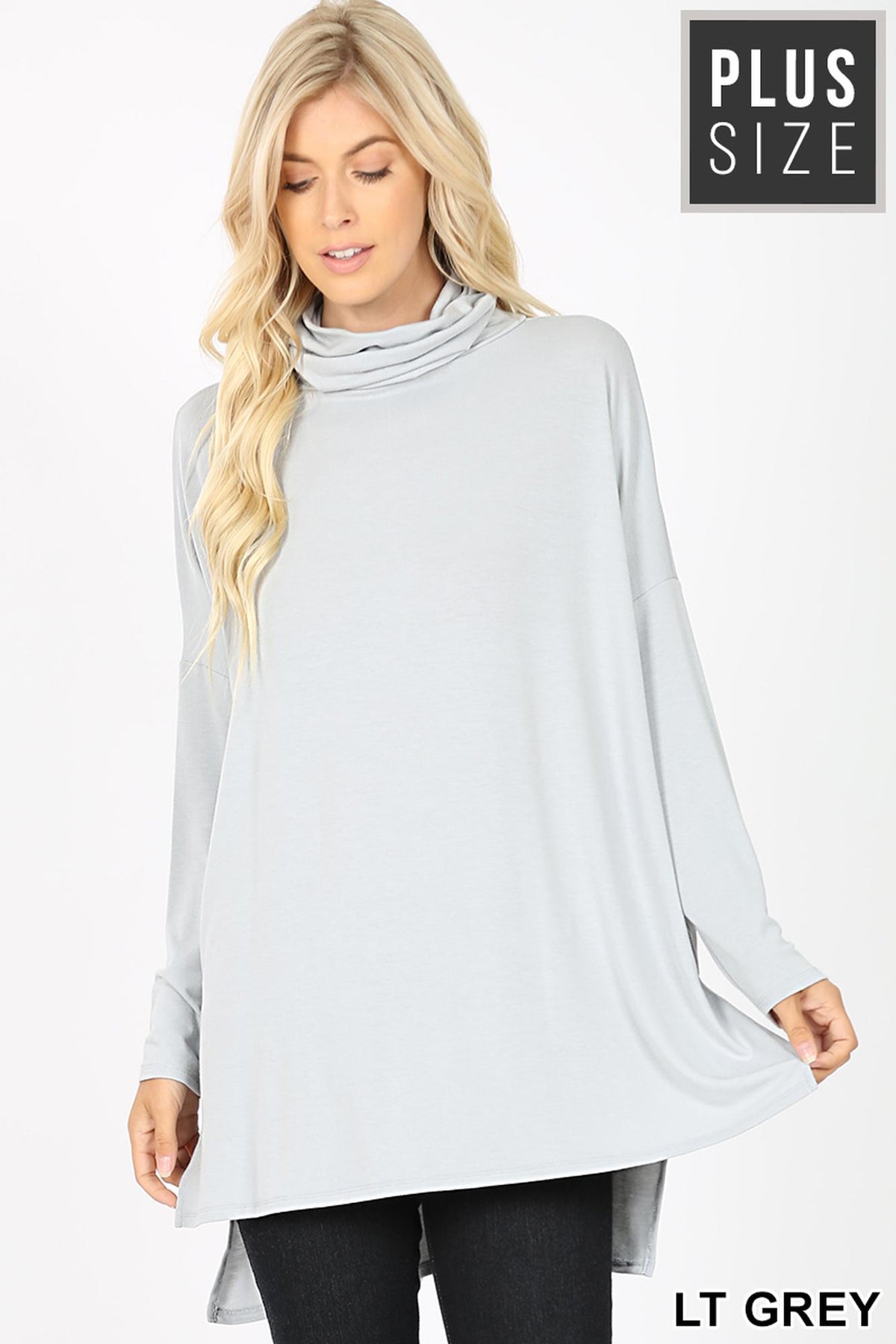 Rayon Cowl Neck Dolman Sleeve Plus Size Top