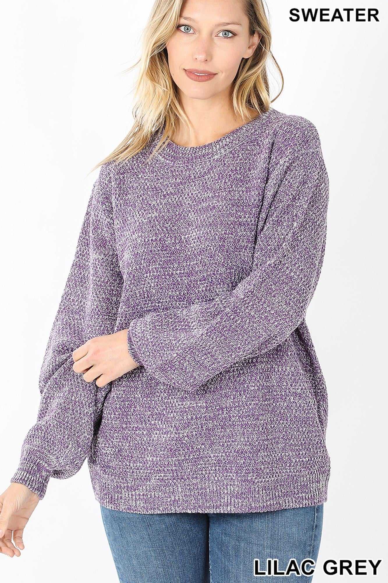 Balloon Sleeve Melange Sweater