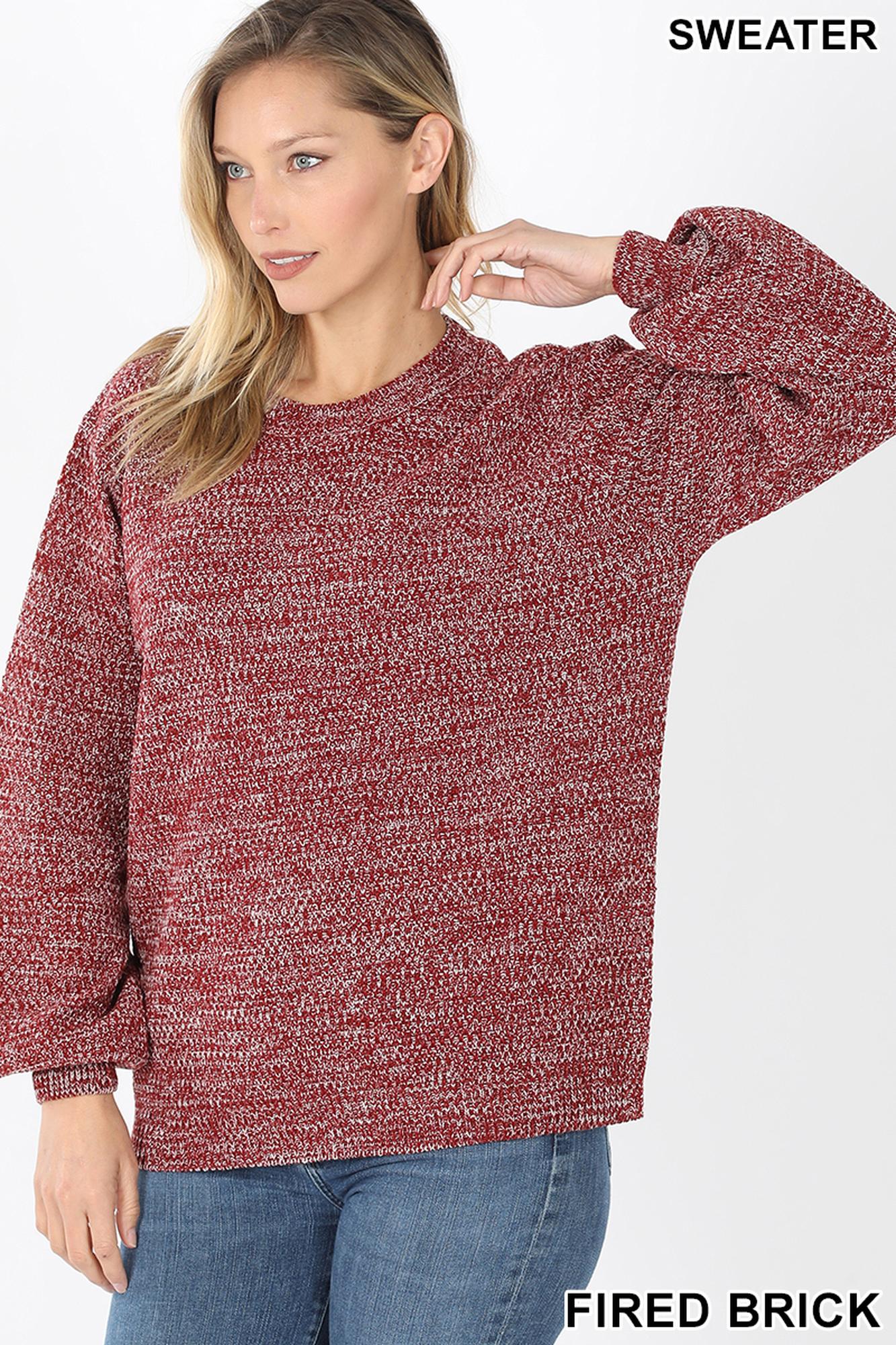 Balloon Sleeve Melange Sweater