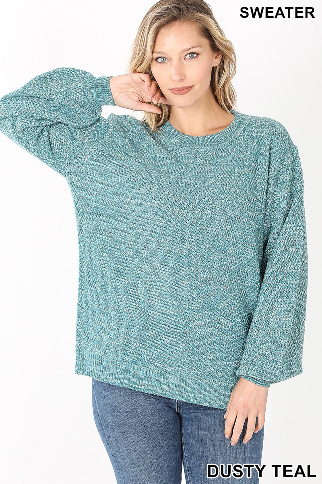 Balloon Sleeve Melange Sweater