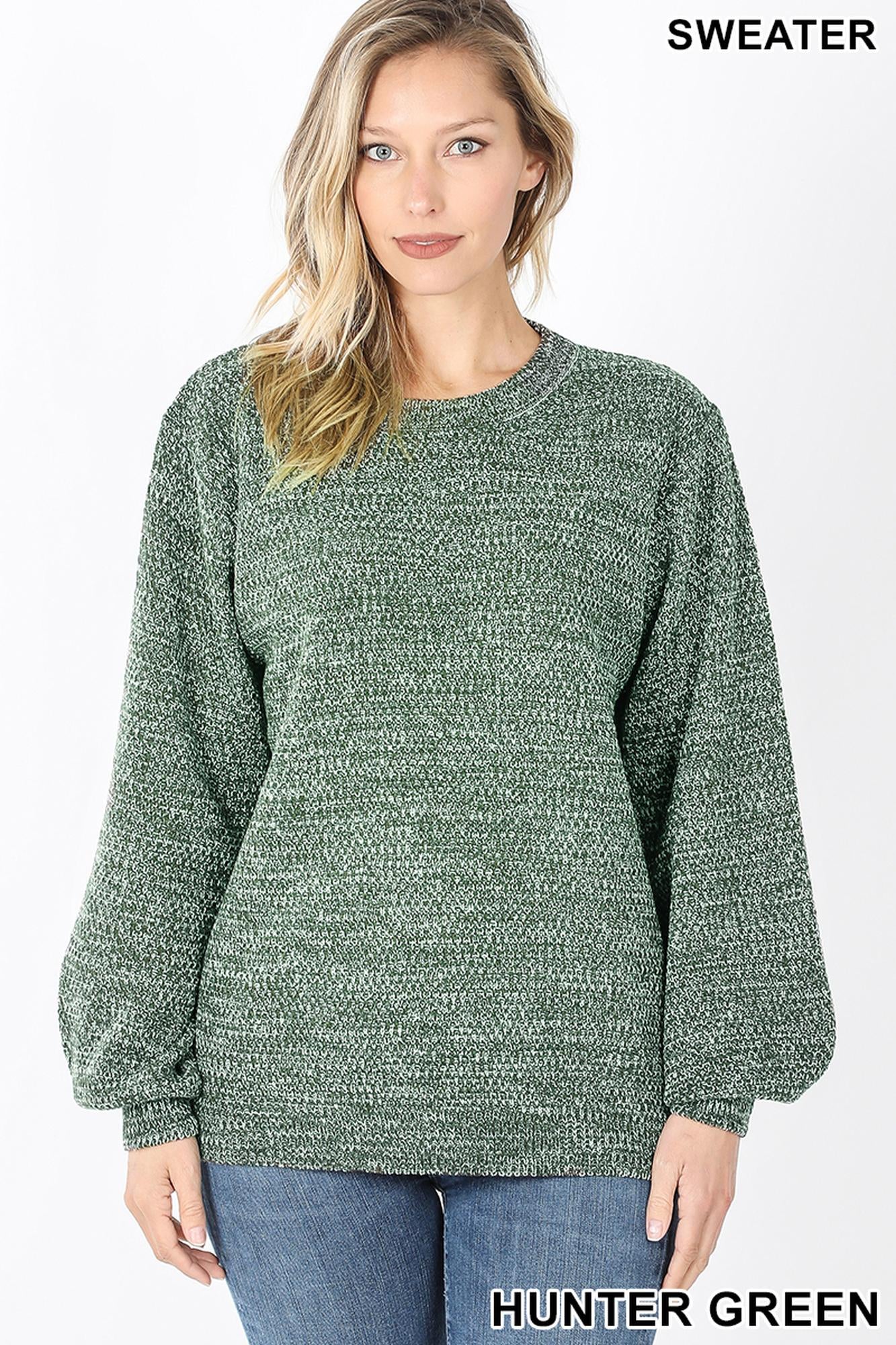 Balloon Sleeve Melange Sweater
