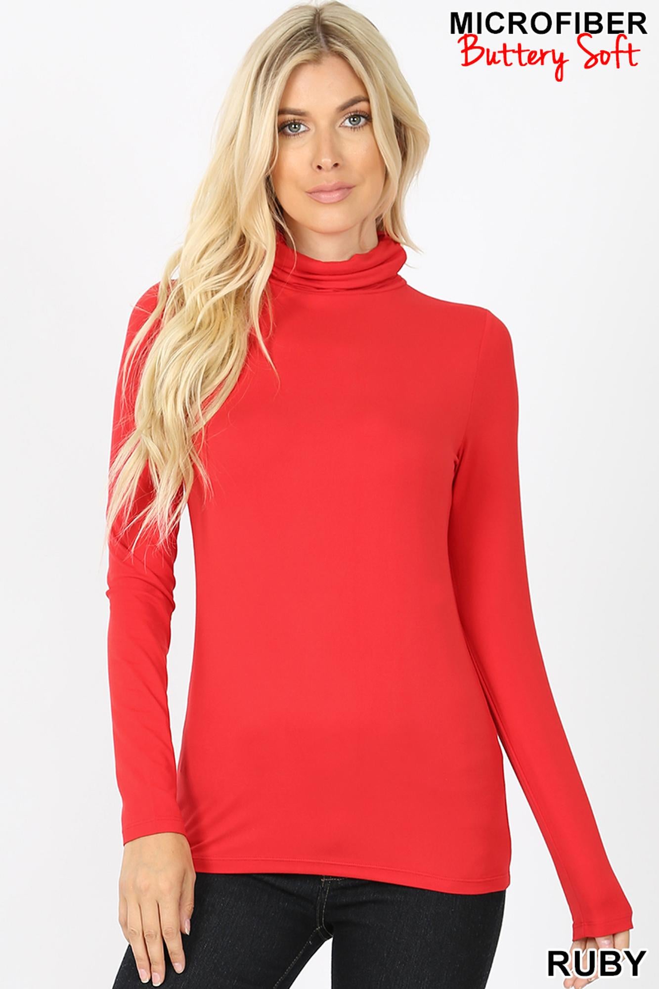 Brushed Microfiber Mock Neck Top