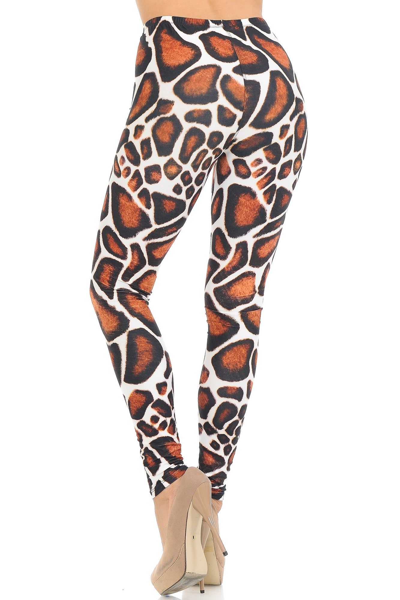 Creamy Soft Giraffe Print Leggings | USA Fashion (One Size Regular,Brown)