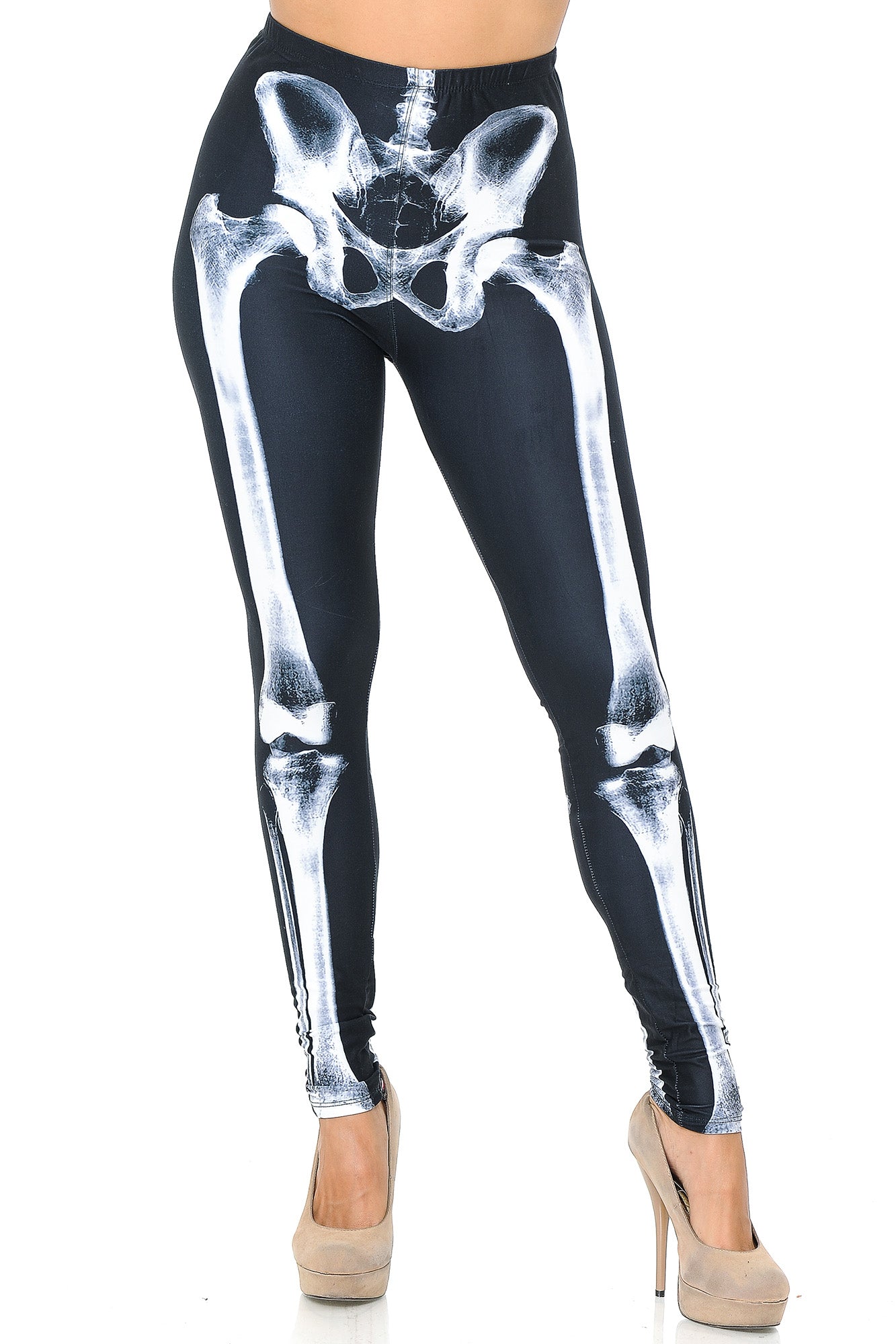 Creamy Soft X-Ray Skeleton Bones Leggings - USA Fashion (One Size Regular,Black)