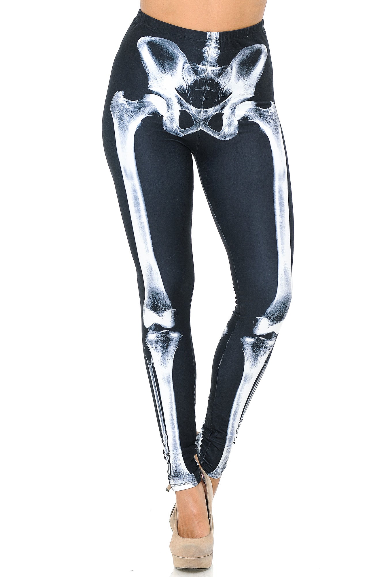 Creamy Soft X-Ray Skeleton Bones Leggings - USA Fashion (One Size Regular,Black)