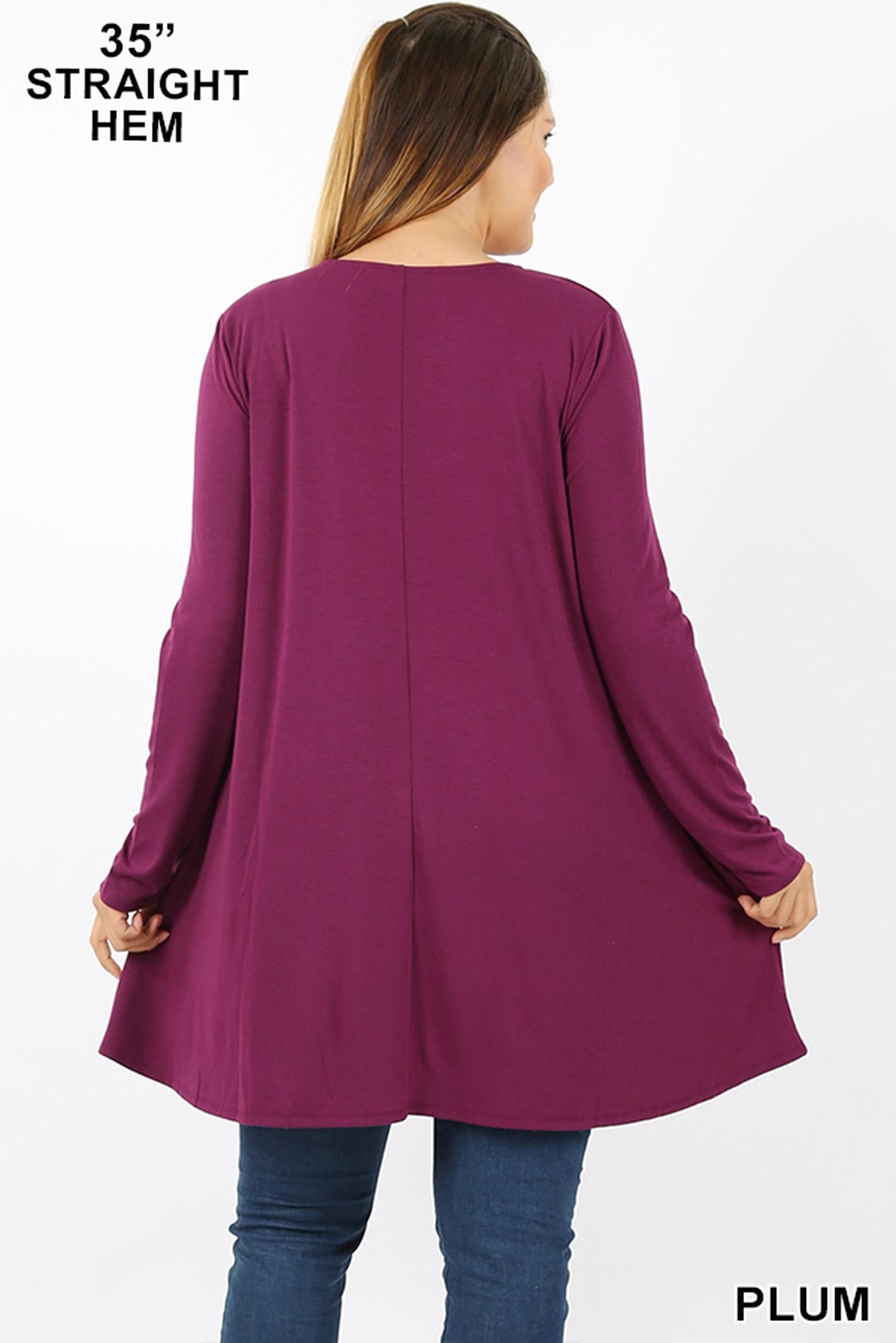 Long Sleeve Plus Size Swing Tunic with Pockets