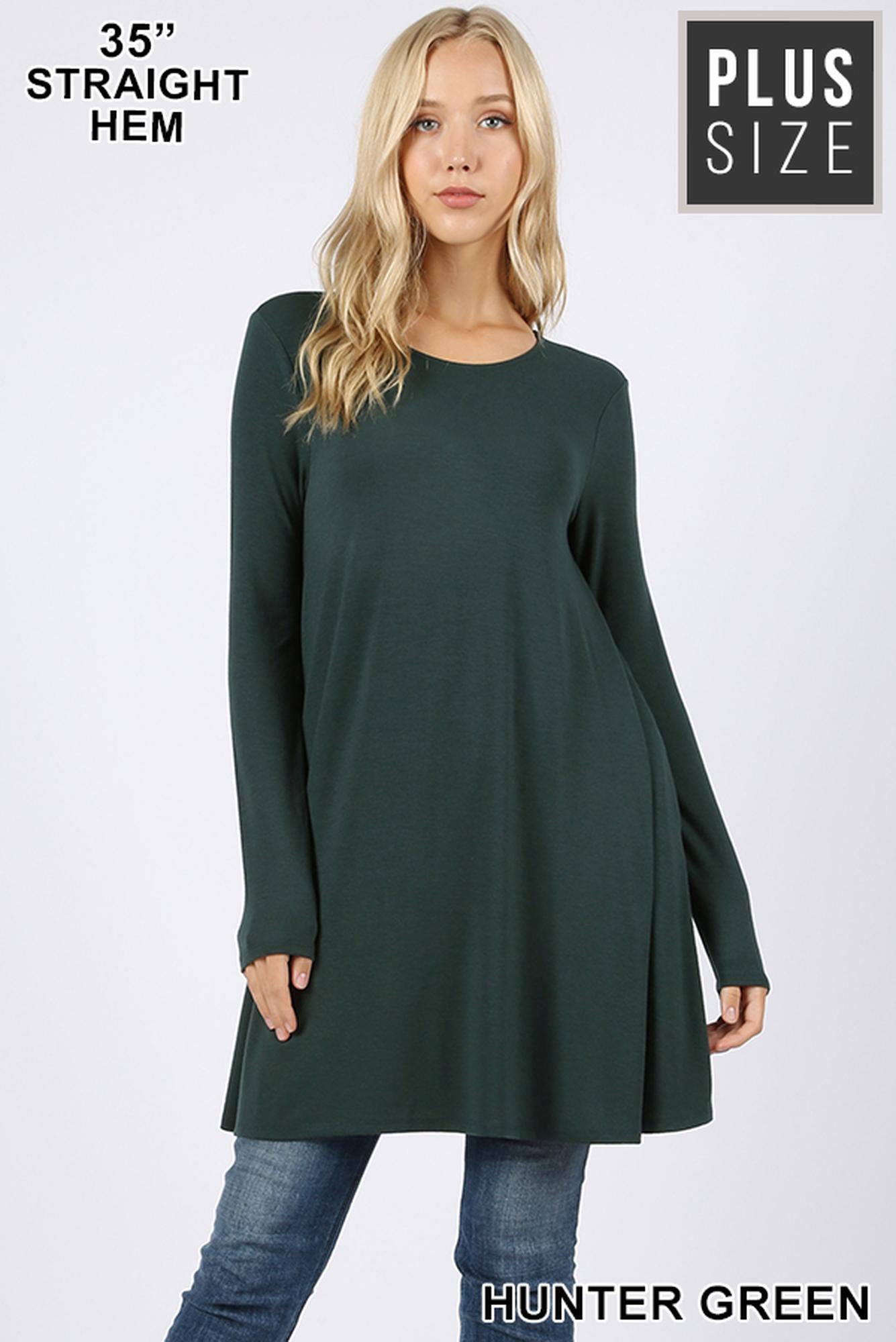 Long Sleeve Plus Size Swing Tunic with Pockets