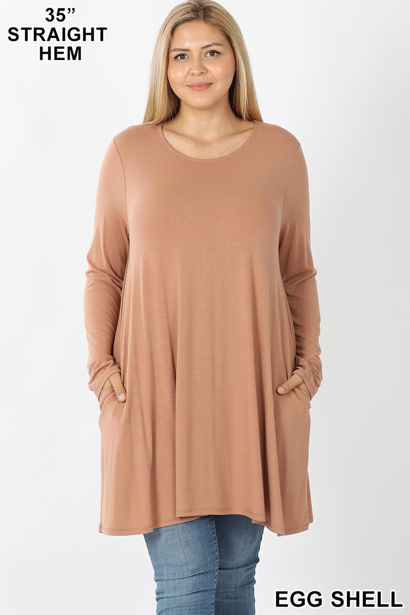 Long Sleeve Plus Size Swing Tunic with Pockets