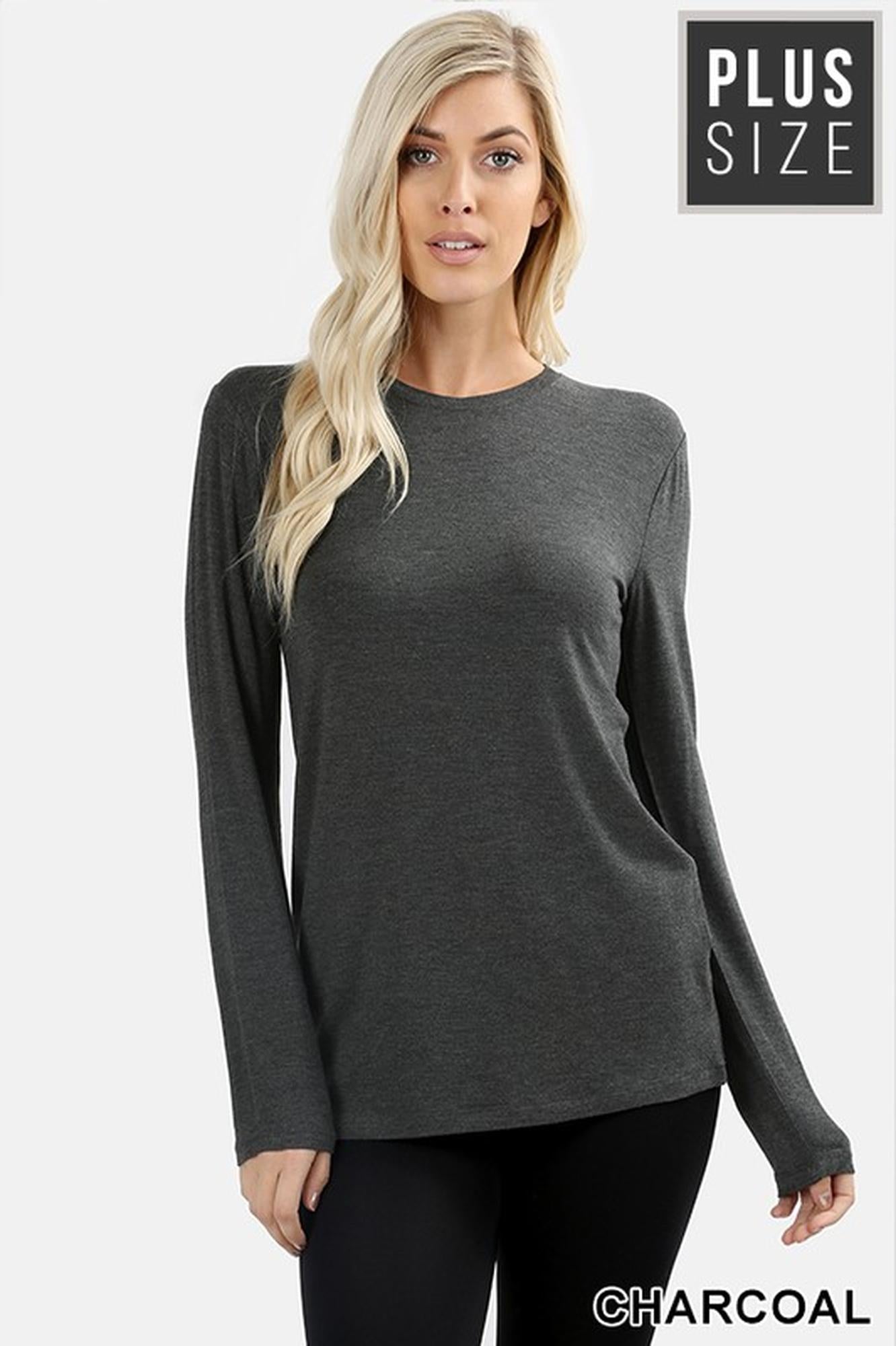 Premium Round Neck Long Sleeve Rayon Plus Size Top