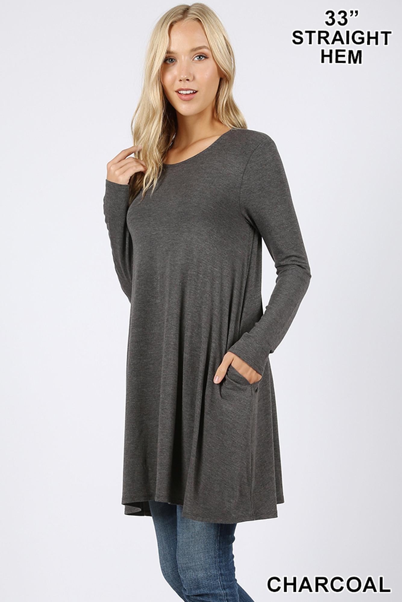 Long Sleeve Swing Tunic with Pockets