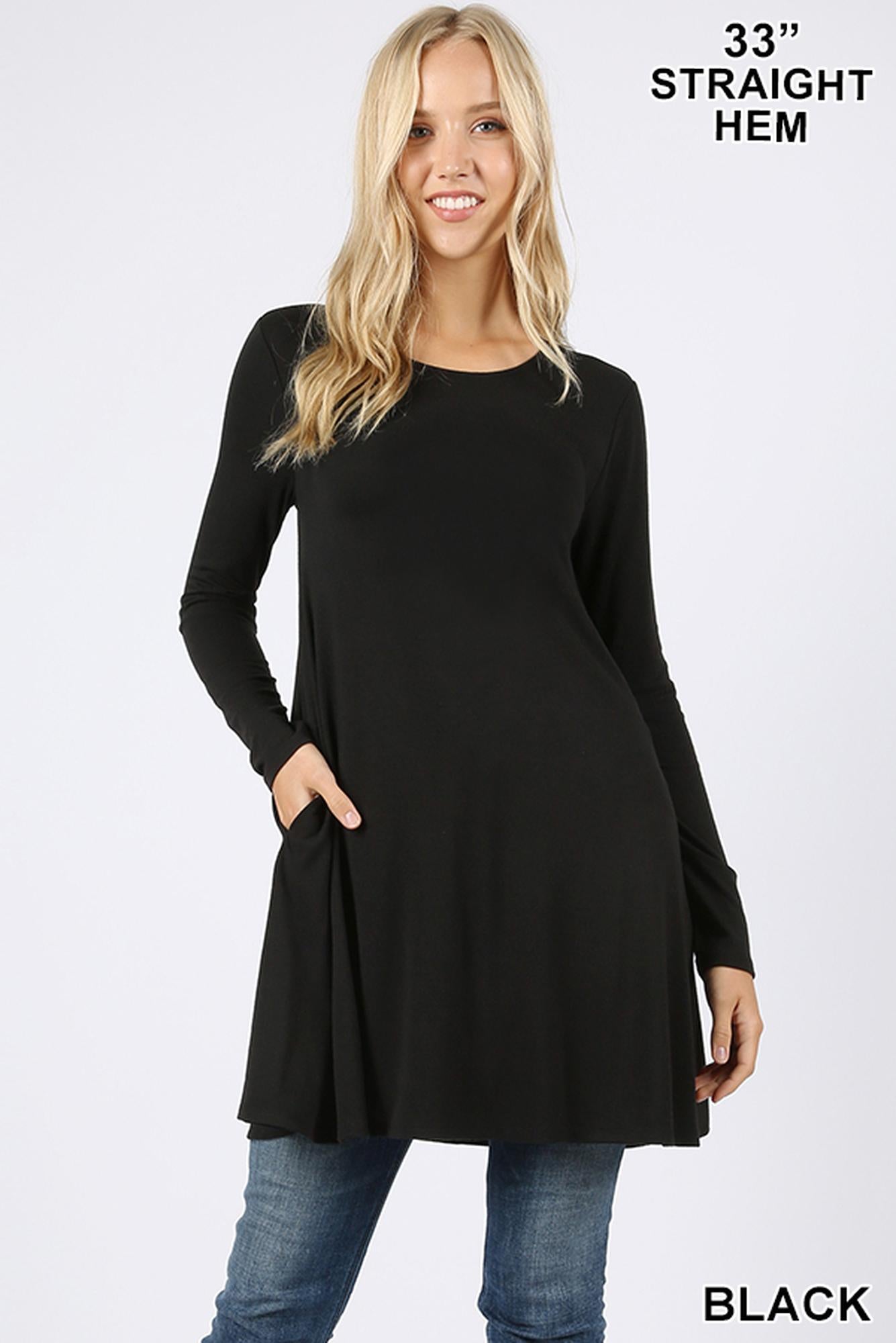 Long Sleeve Swing Tunic with Pockets