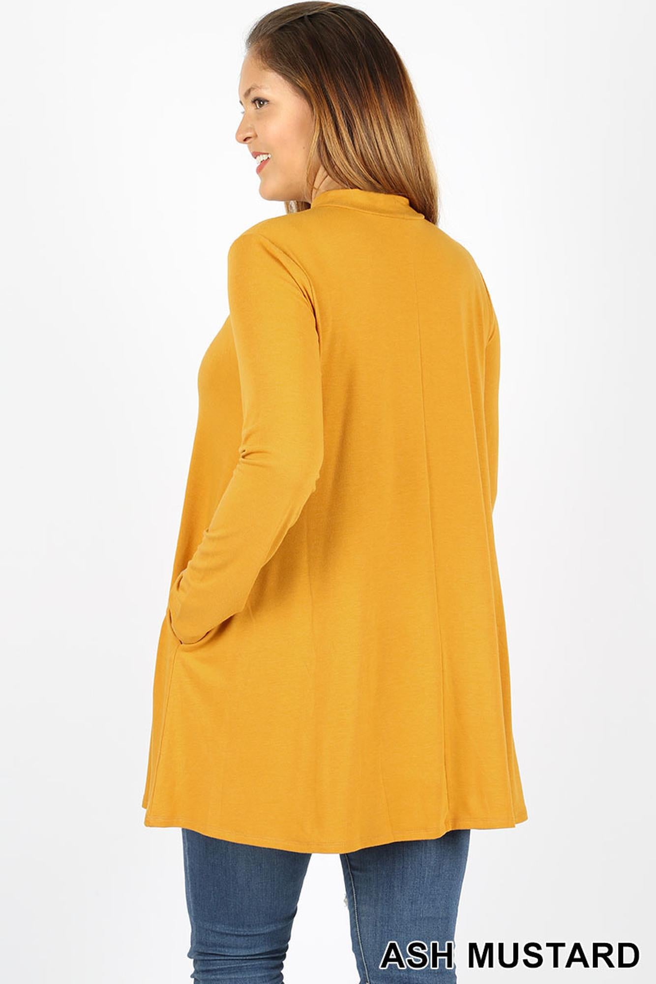 Long Sleeve Mock Neck Plus Size Top with Pockets