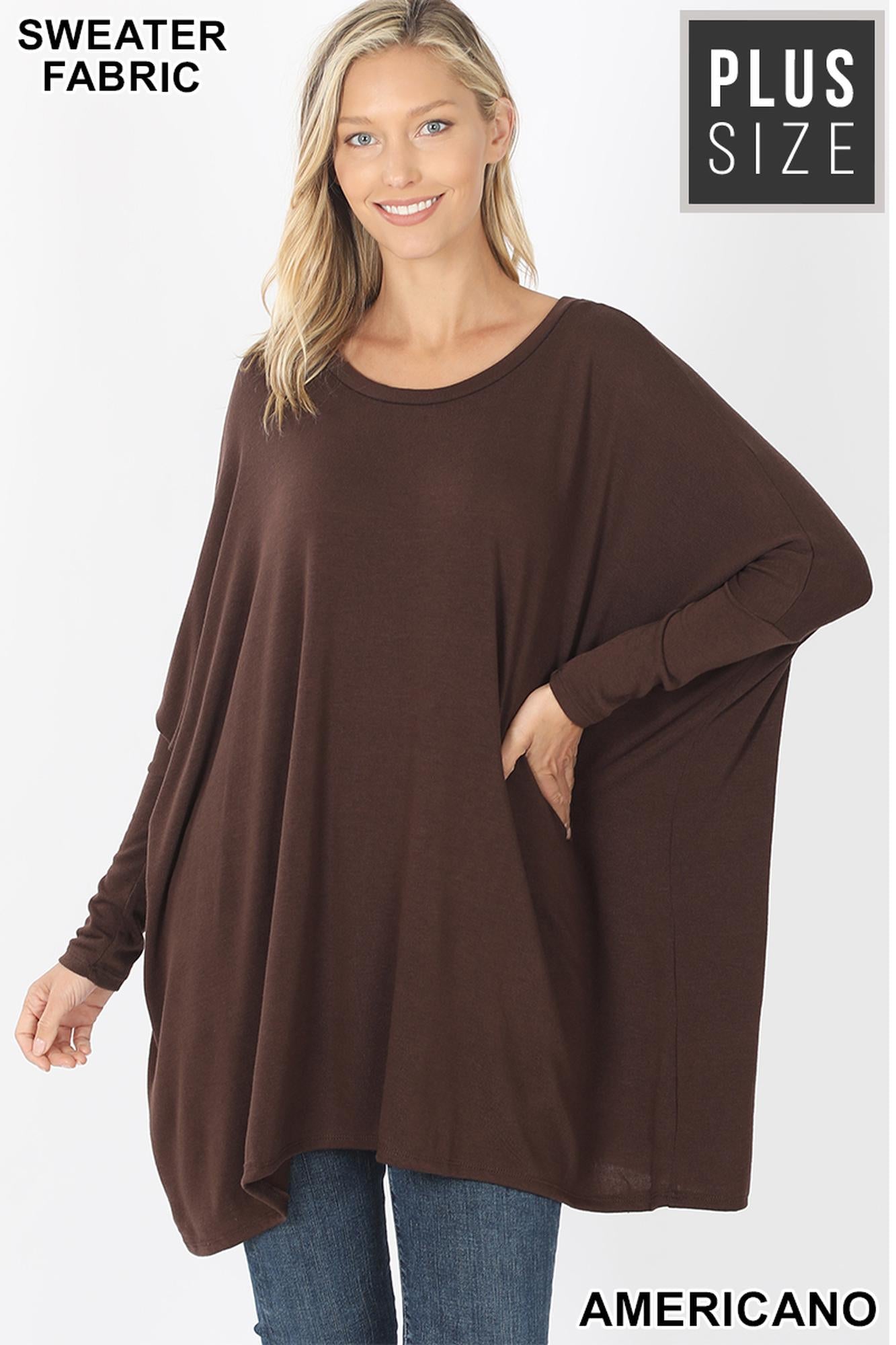Oversized Round Neck Poncho Plus Size Sweater