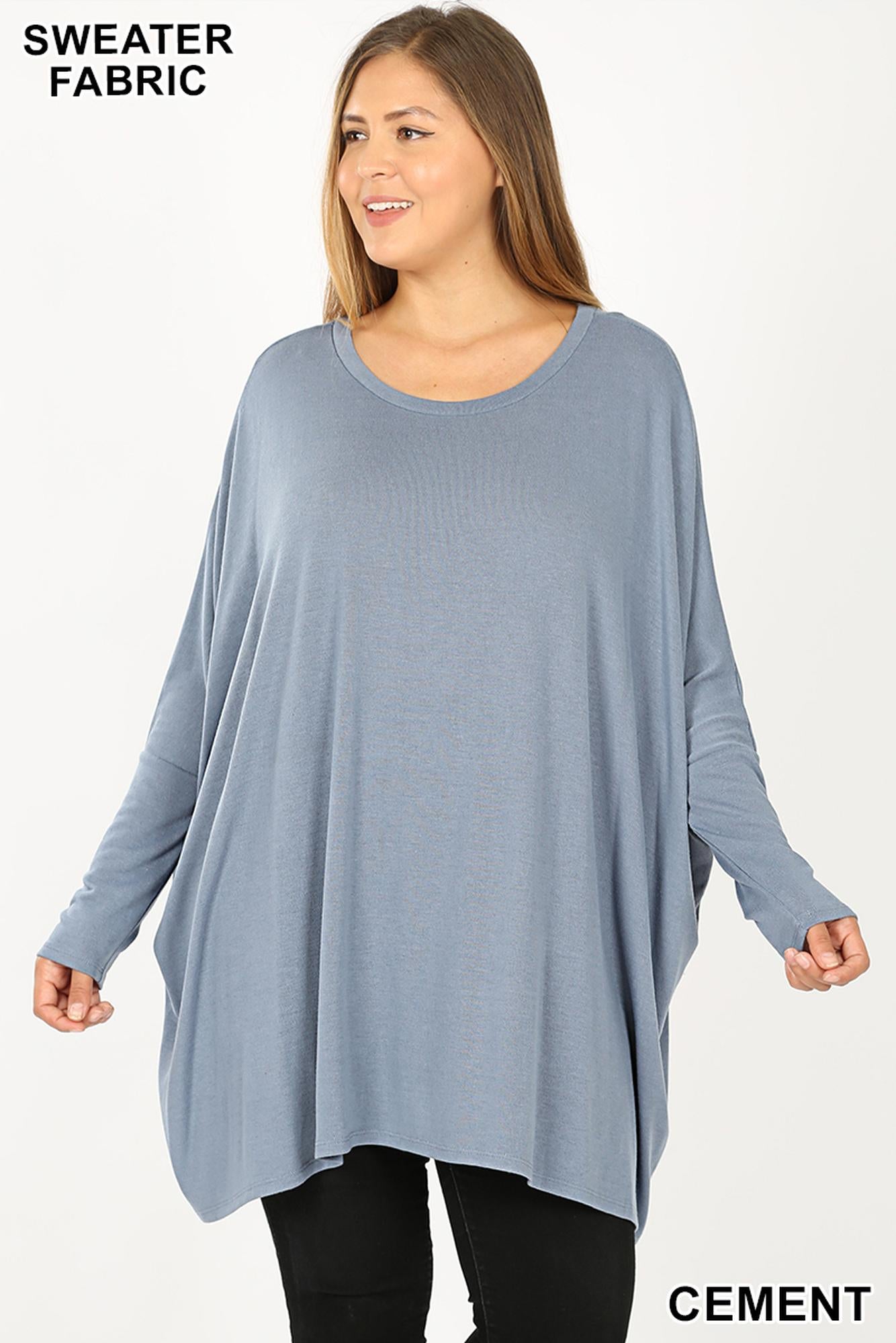 Oversized Round Neck Poncho Plus Size Sweater