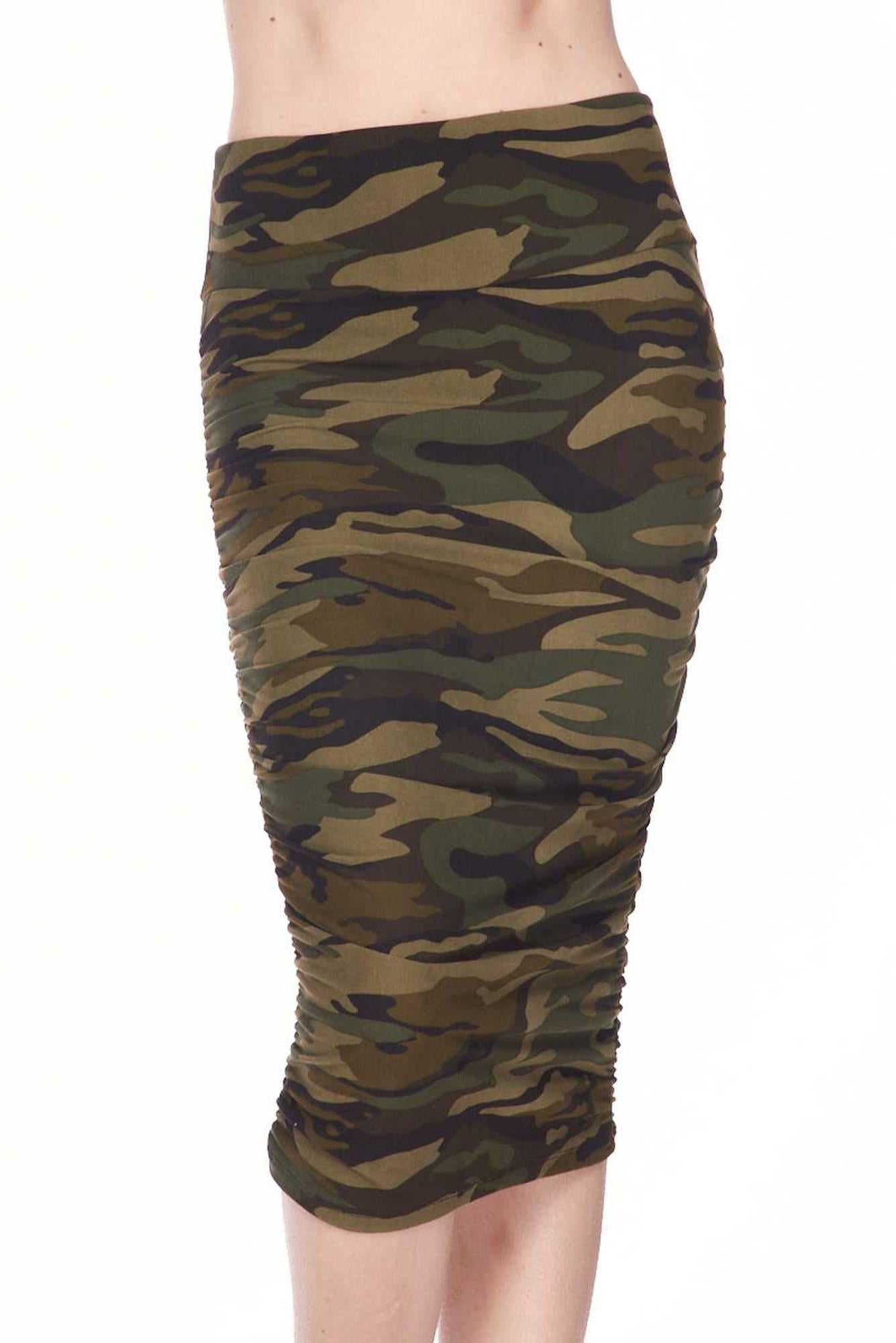 Buttery Smooth Green Camouflage Pencil Skirt