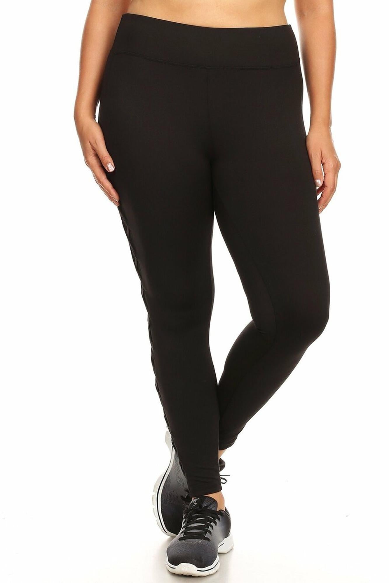 Side Crisscross Mesh Sport Plus Size Leggings
