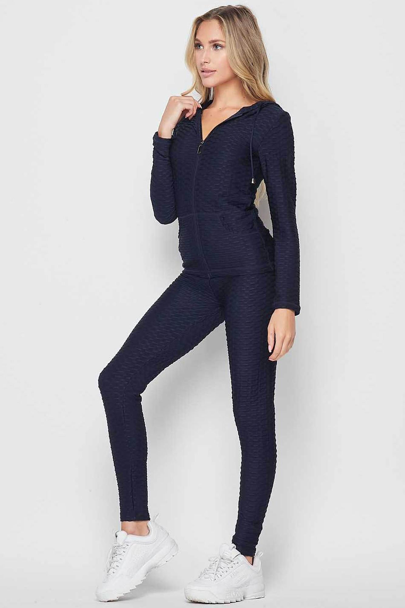 2 Piece Scrunch Butt Leggings and Hooded Jacket Set