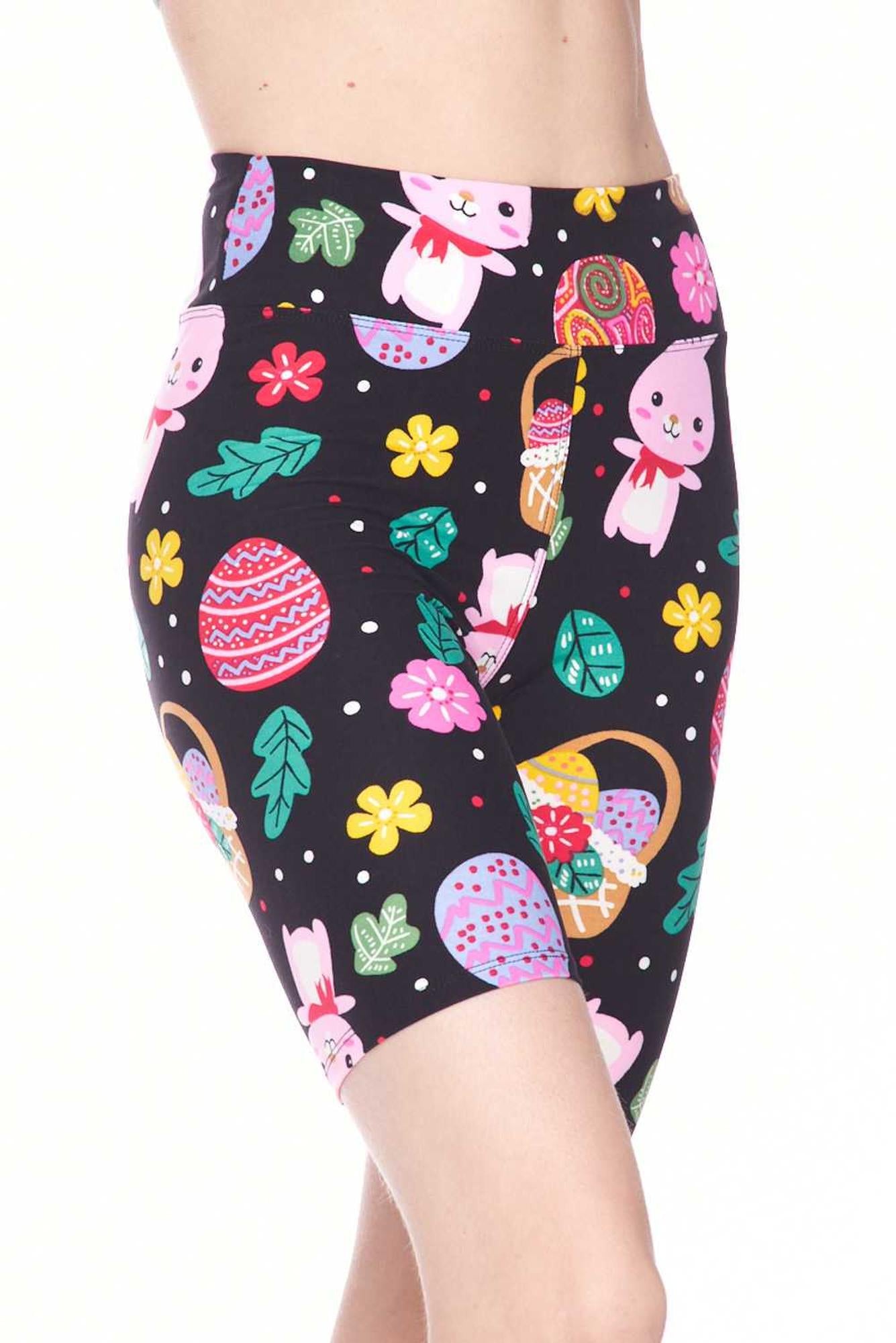 Buttery Soft Cute Bunnies and Easter Egg Shorts - 3 Inch (One Size Regular,Multi Color Bold)