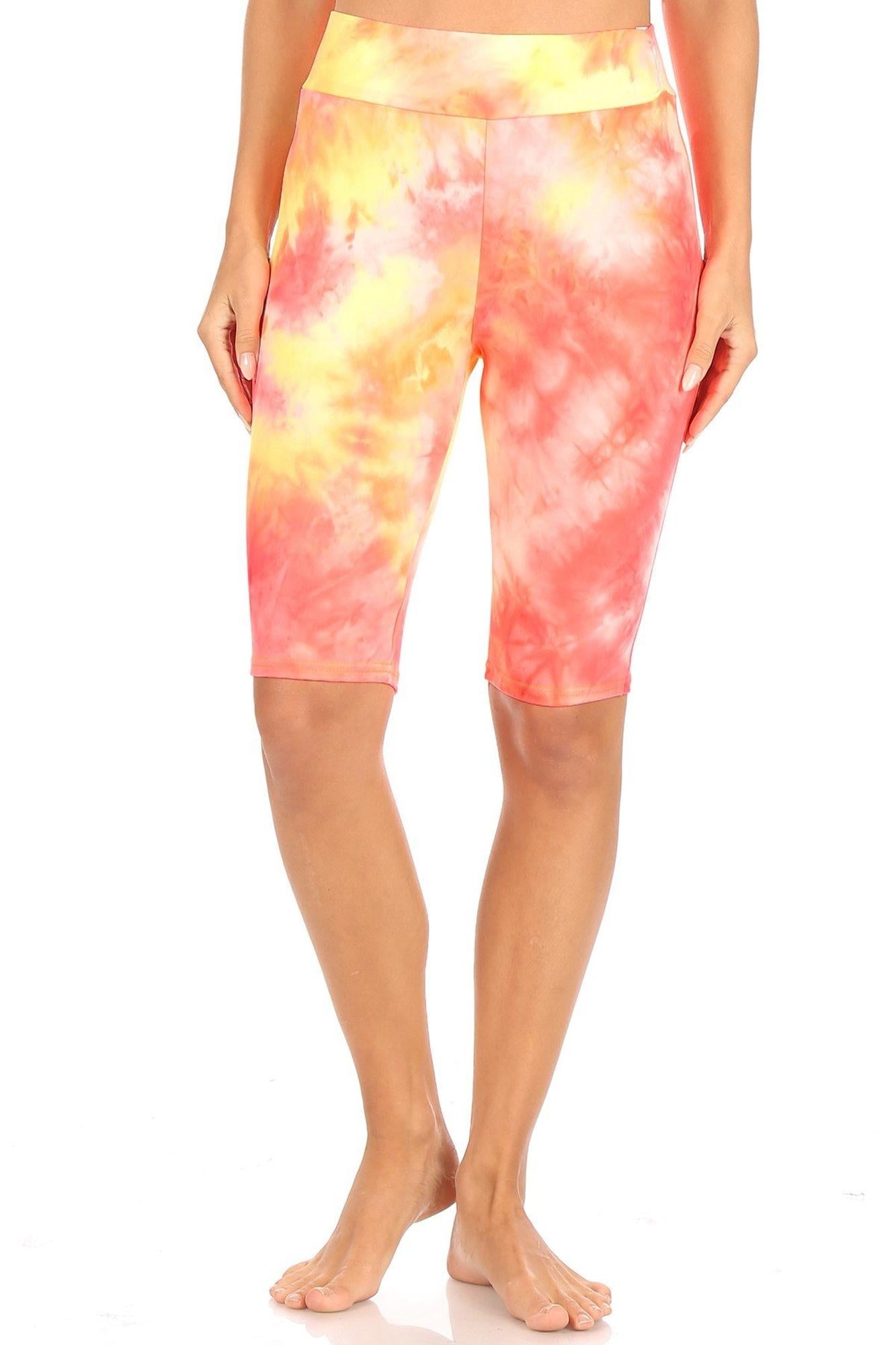 Brushed Tie Dye High Waisted Biker Shorts