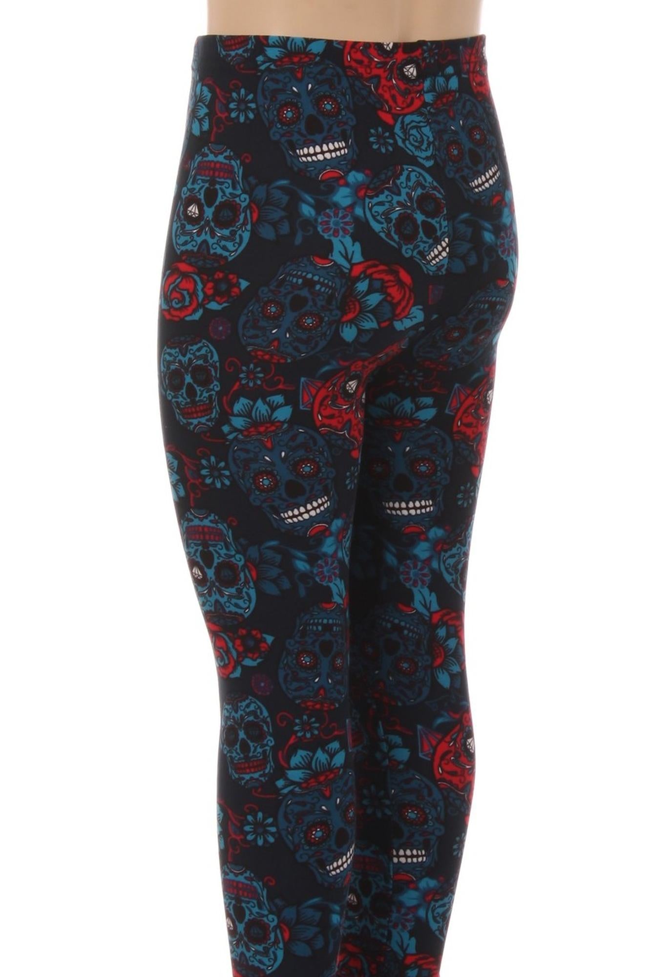 Blue Sugar Skulls Kids Leggings