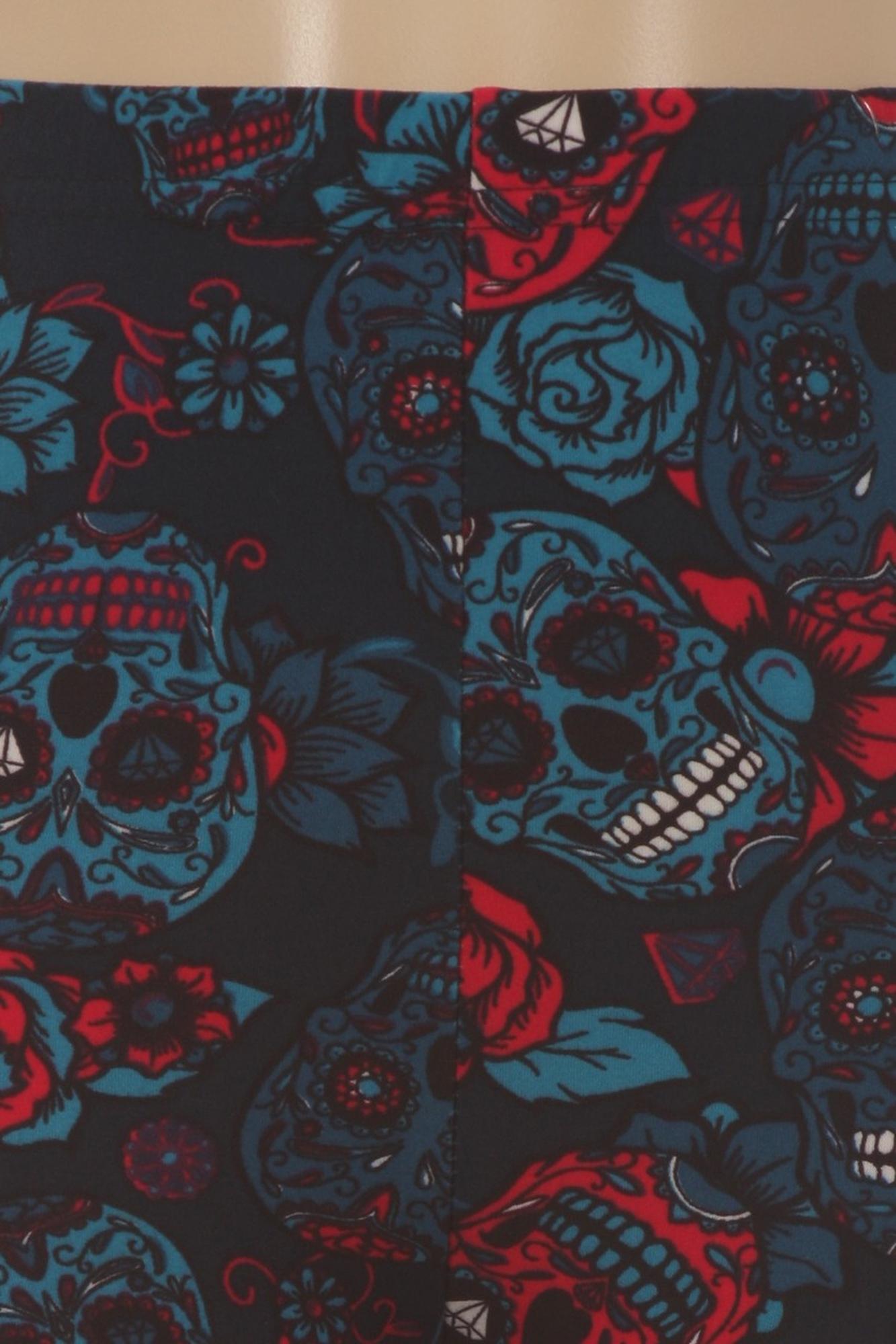 Blue Sugar Skulls Kids Leggings