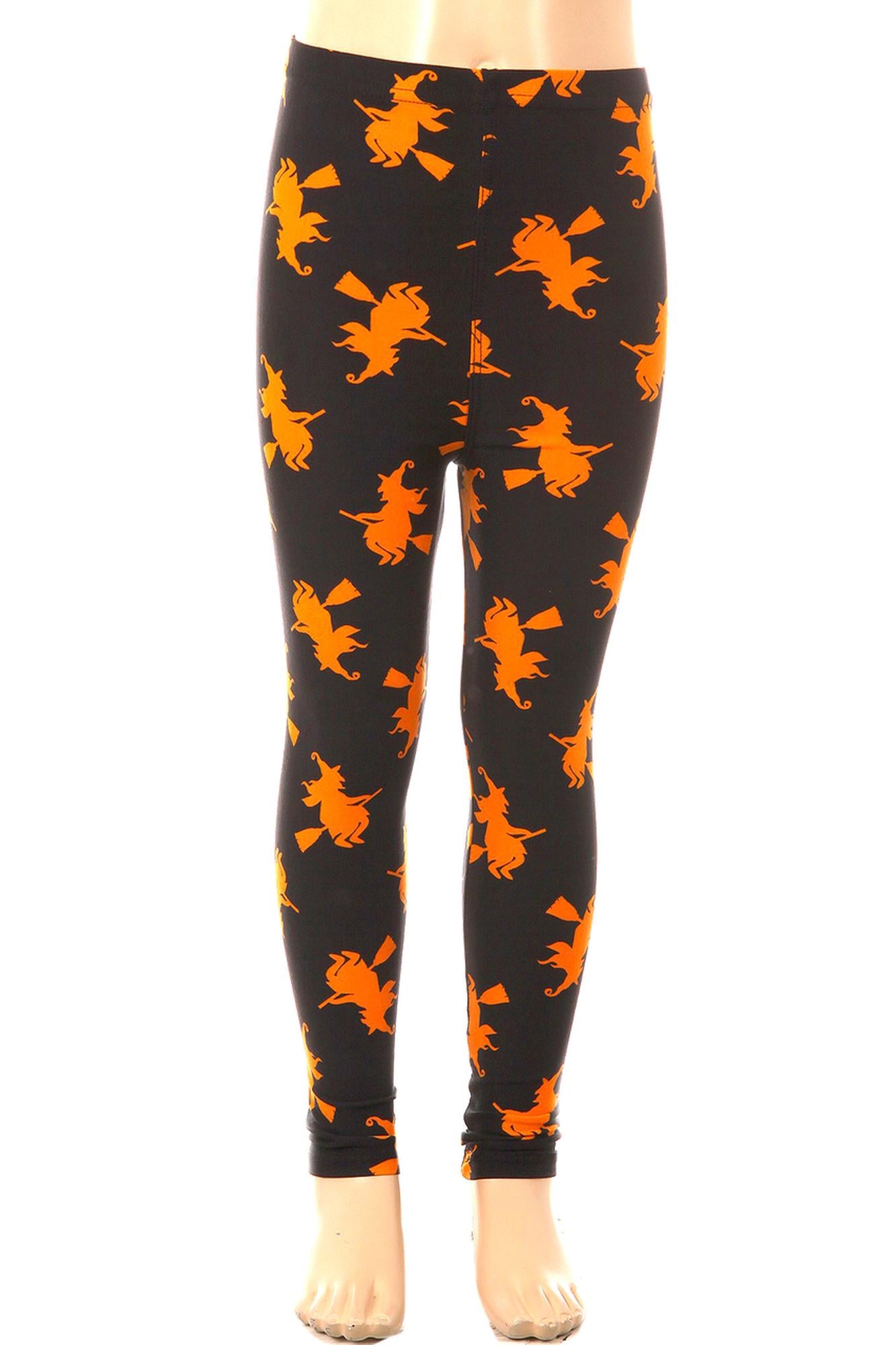 Brushed Broomstick Witches Kids Leggings