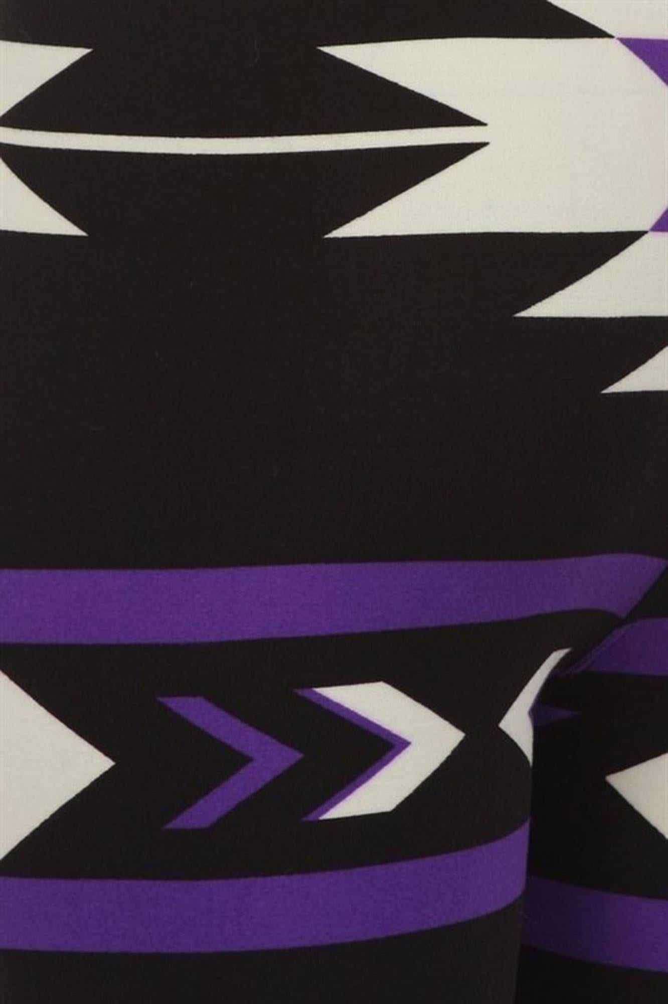 Brushed Purple Azteca Tribal Kids Leggings