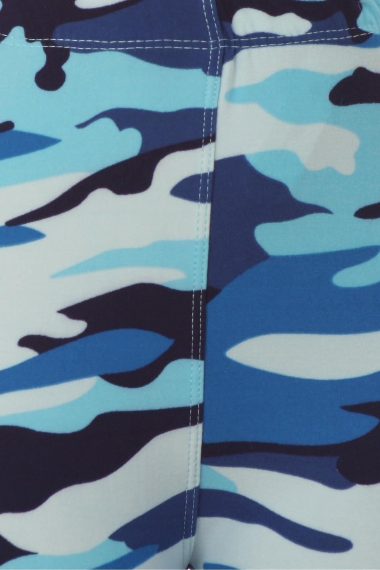 Buttery Smooth Blue Camouflage Kids Leggings - EEVEE
