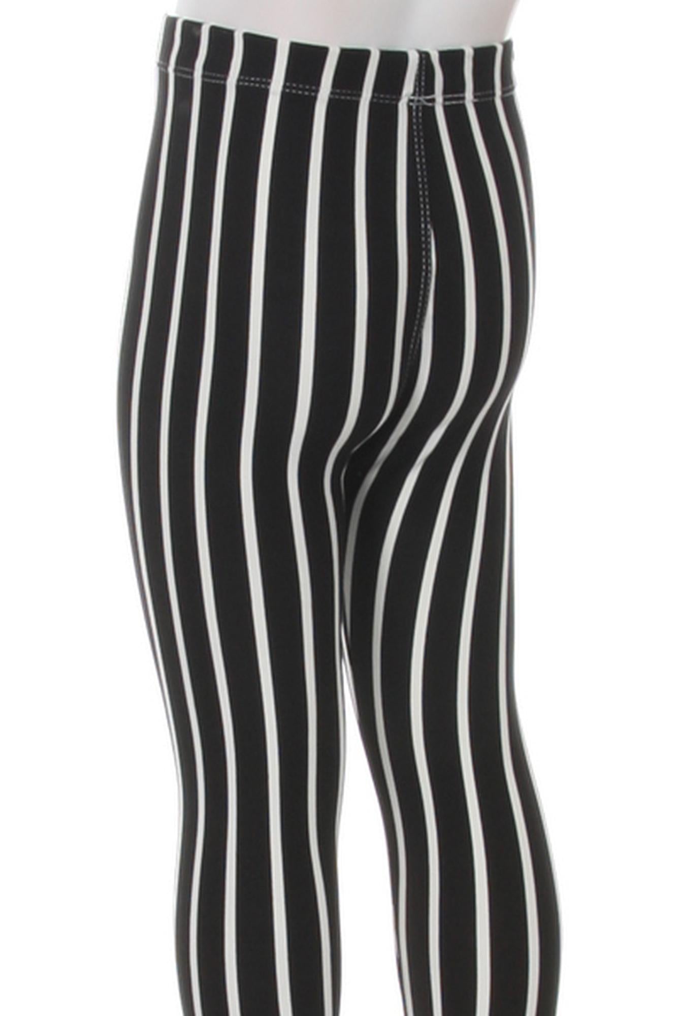Brushed Black Vertical Pinstripe Kids Leggings