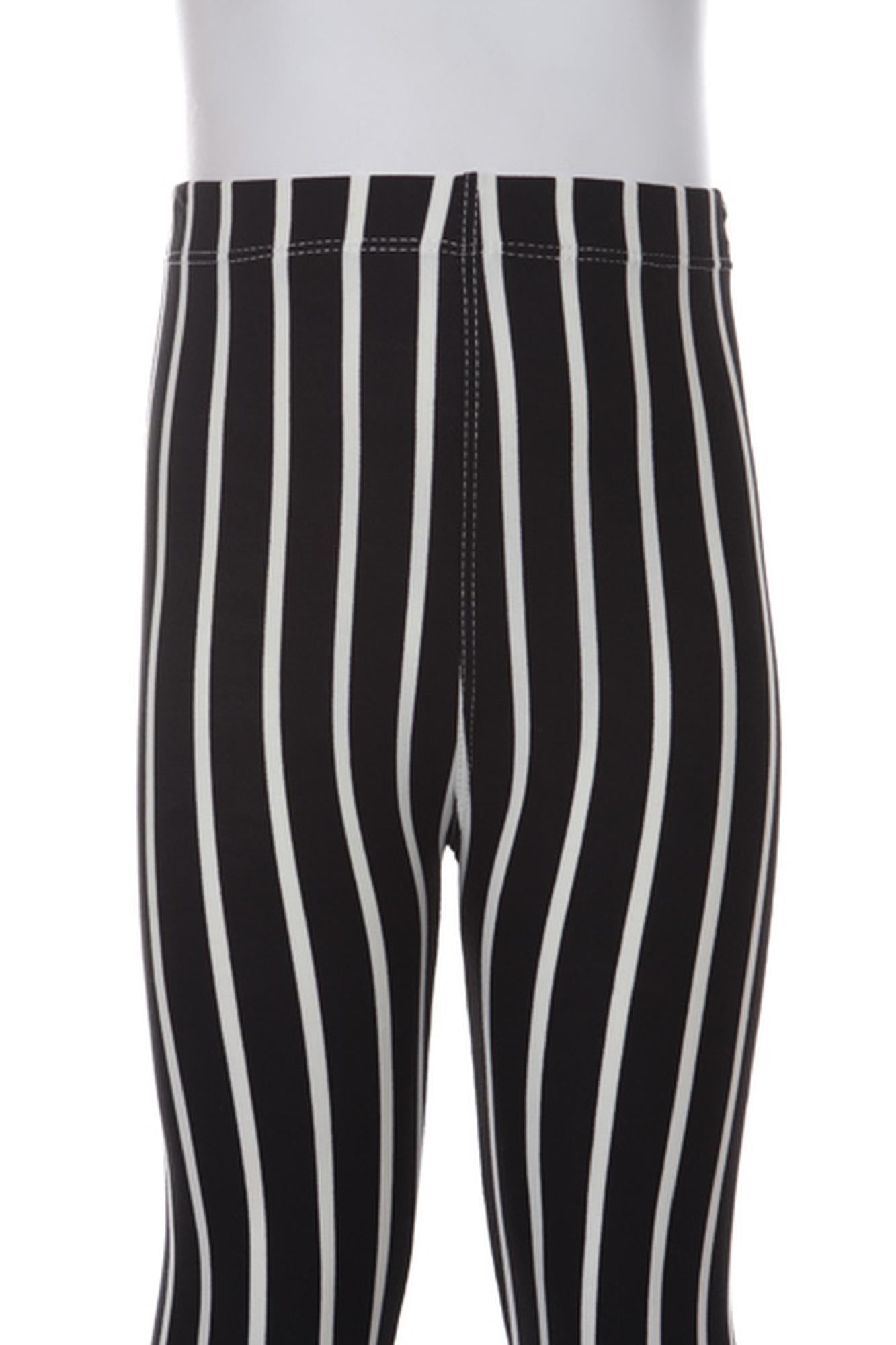 Brushed Black Vertical Pinstripe Kids Leggings