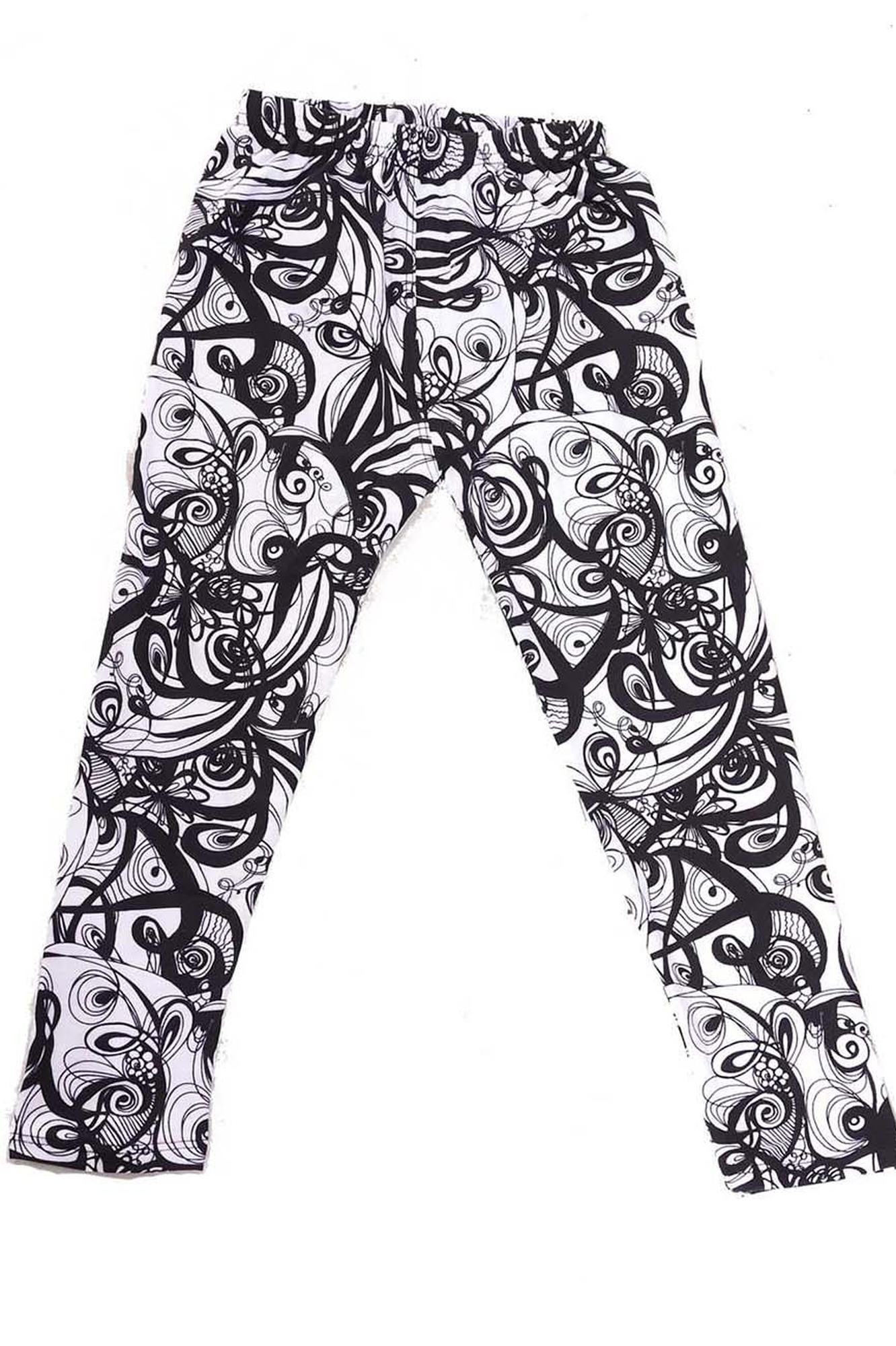 Brushed Elegant Abstract Swirly Kids Leggings