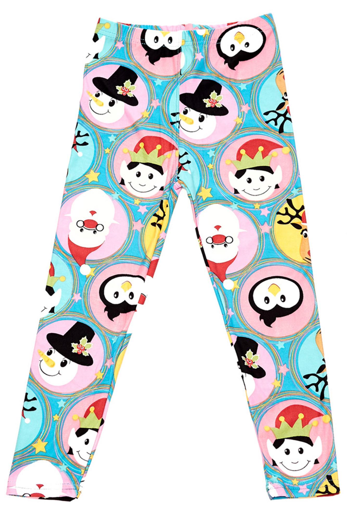 Cute Christmas Faces Kids Leggings