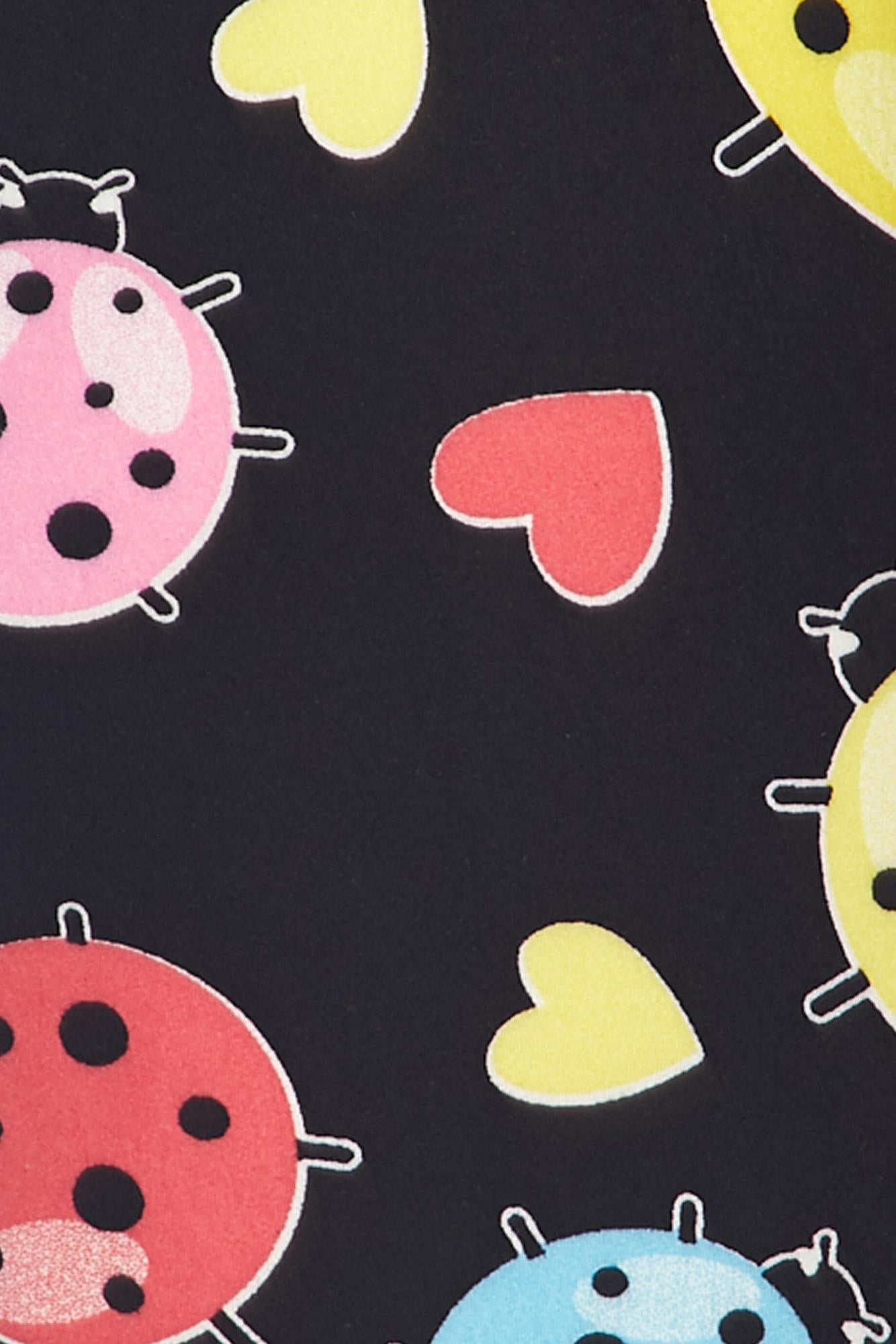 Brushed Ladybugs and Hearts Kids Leggings
