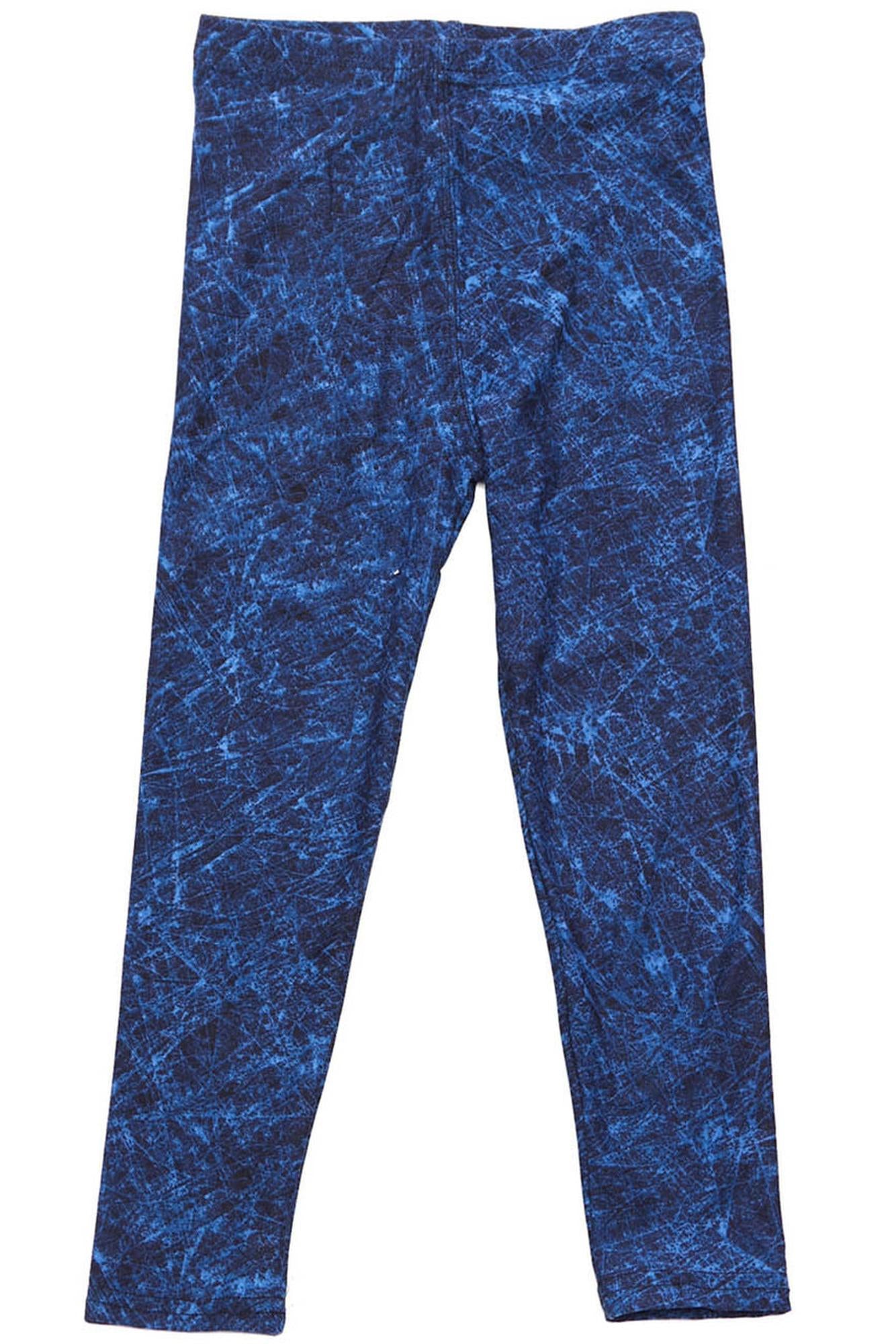 Brushed Distressed Blue Kids Leggings